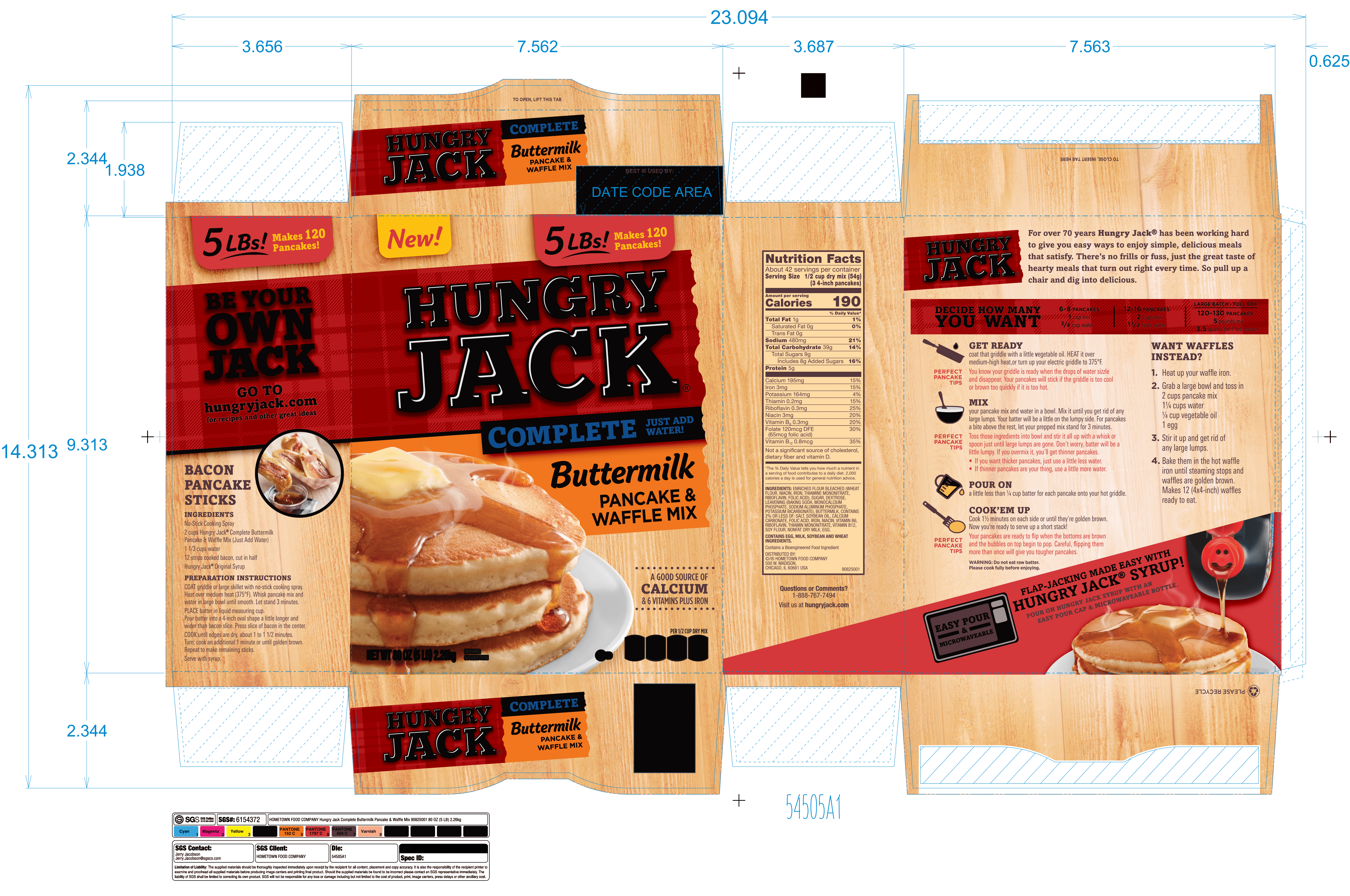 Hungry Jack Complete Pancake Mix Buttermilk 6 units per case 80.0 oz Product Label