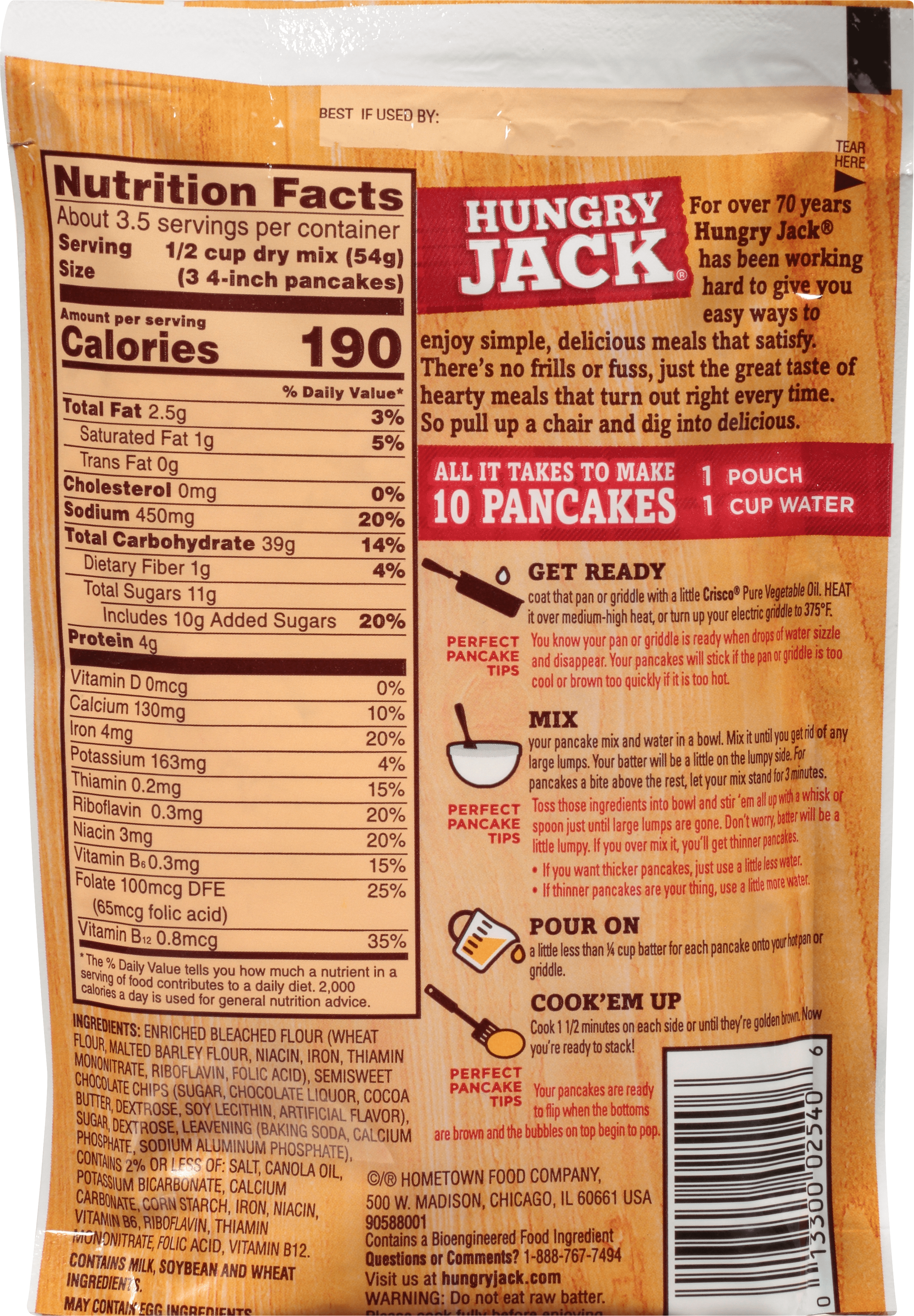 Hungry Jack Pancake Mix Chocolate Chip 12 units per case 7.0 oz