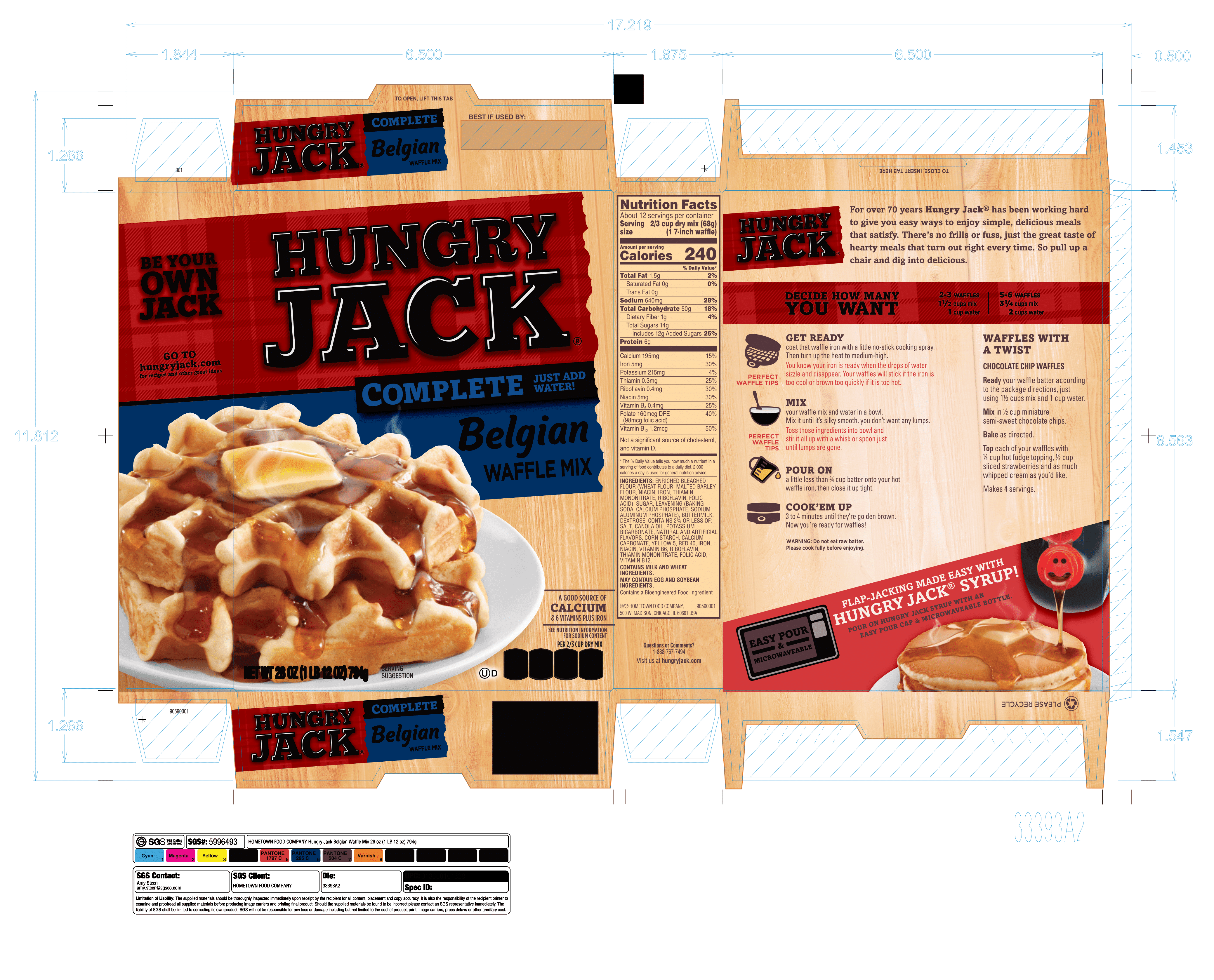 Hungry Jack Complete Waffle Mix Belgian 6 units per case 28.0 oz Product Label