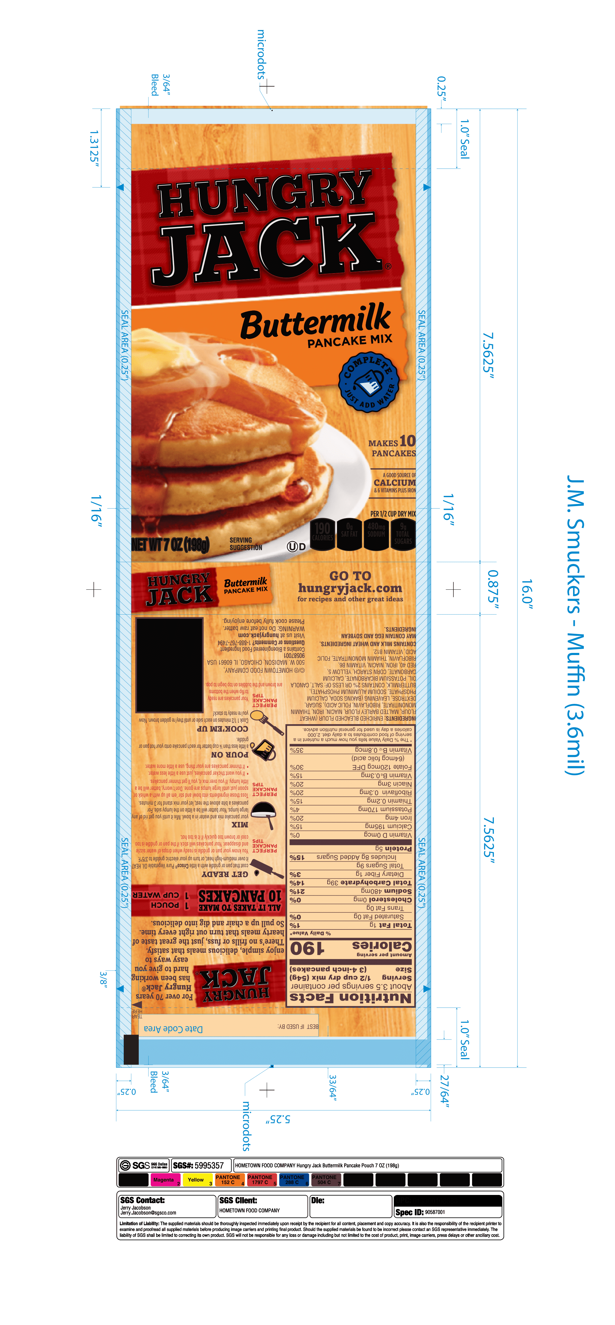 Hungry Jack Pancake Mix Buttermilk 12 units per case 7.0 oz Product Label