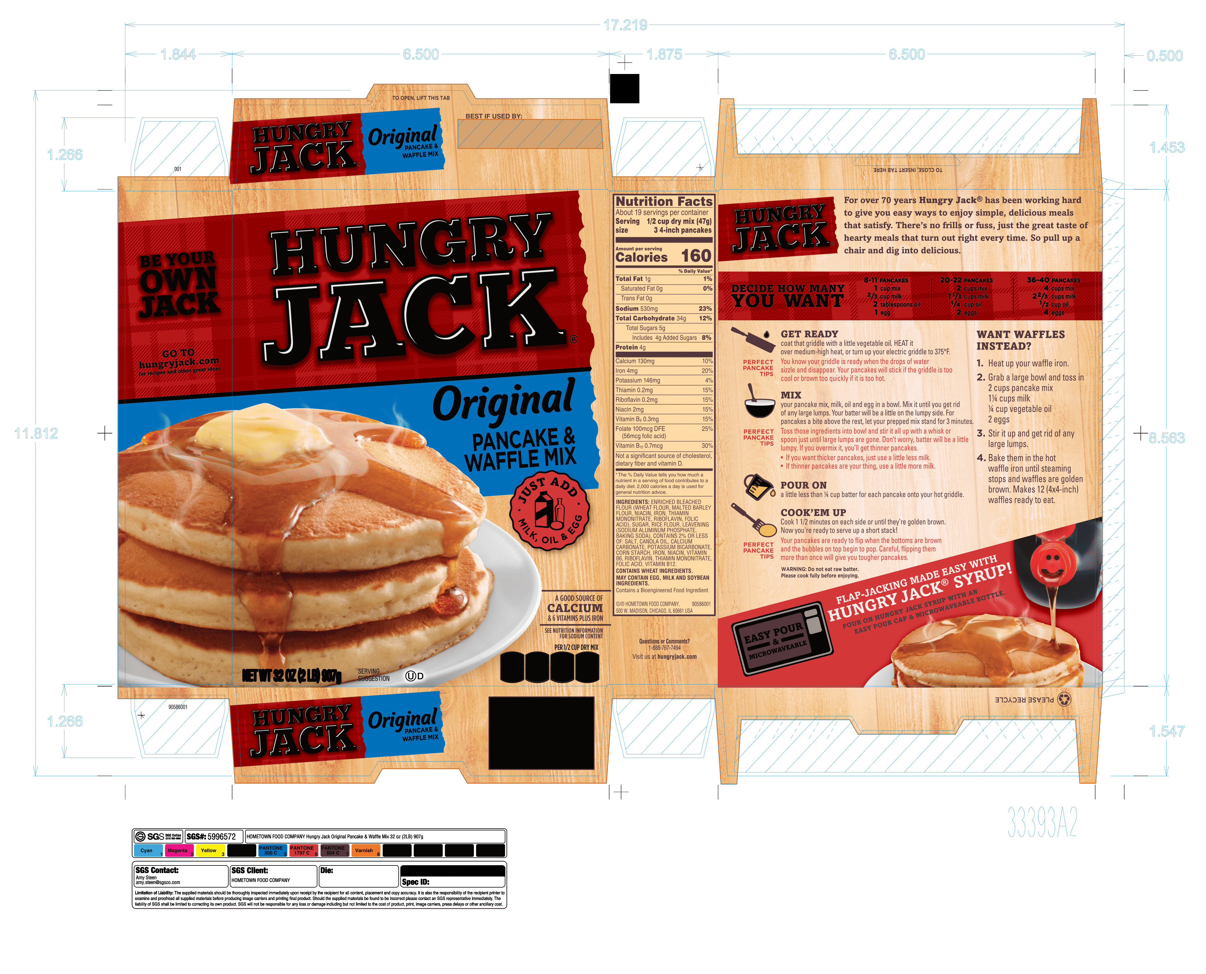 Hungry Jack Pancake Mix Original 6 units per case 32.0 oz Product Label