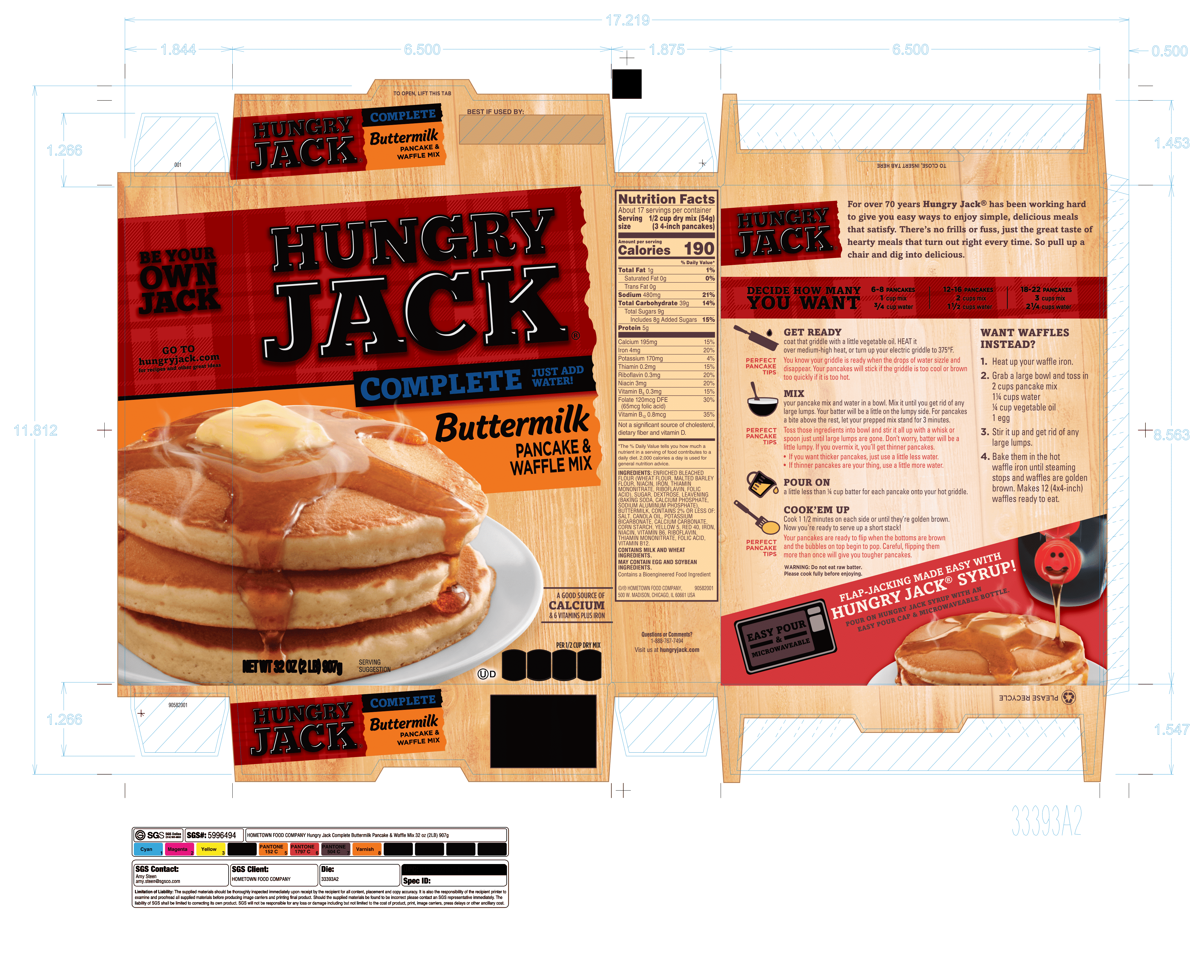 Hungry Jack Complete Pancake Mix Buttermilk 6 units per case 32.0 oz Product Label