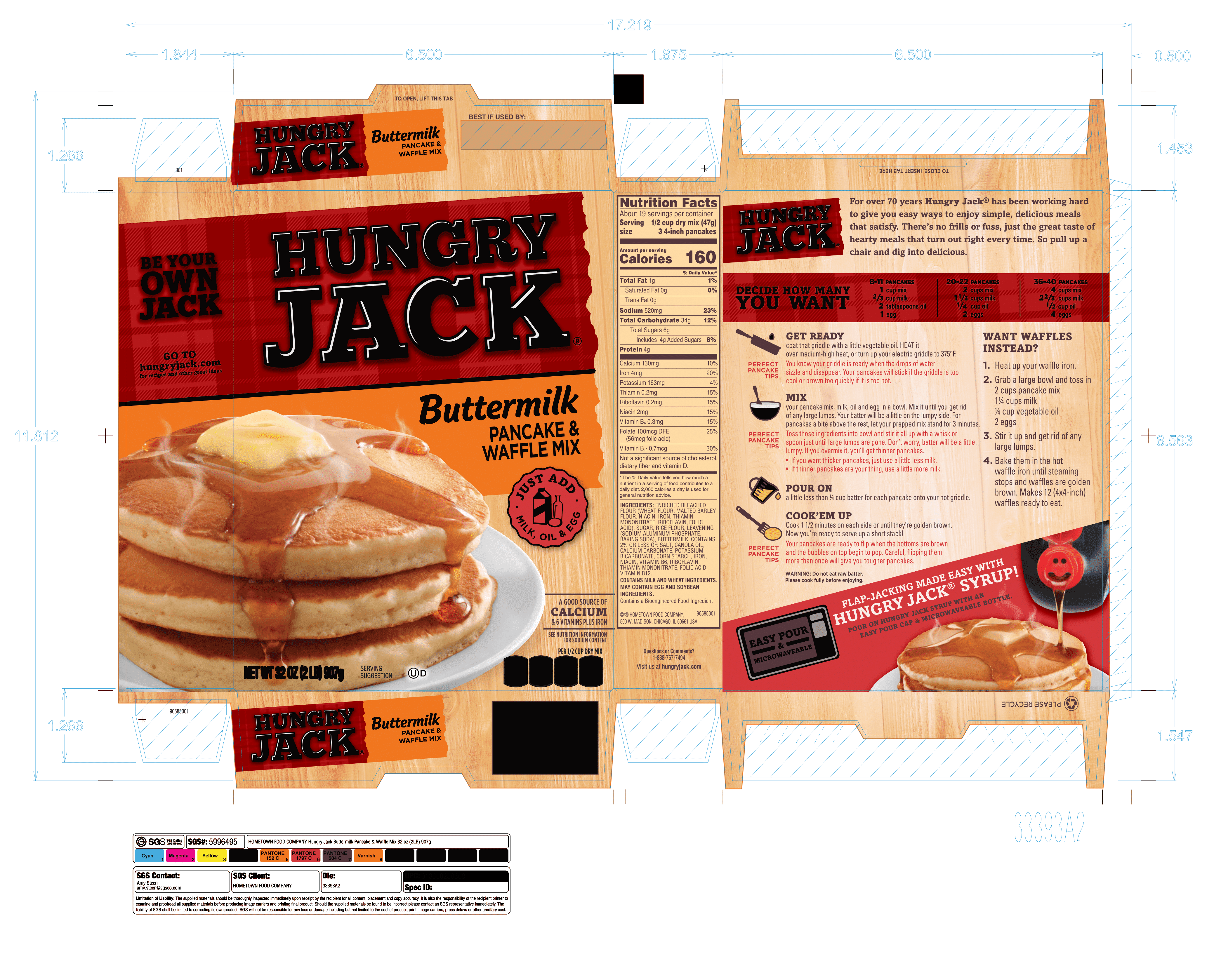 Hungry Jack Pancake Mix Buttermilk 6 units per case 32.0 oz Product Label