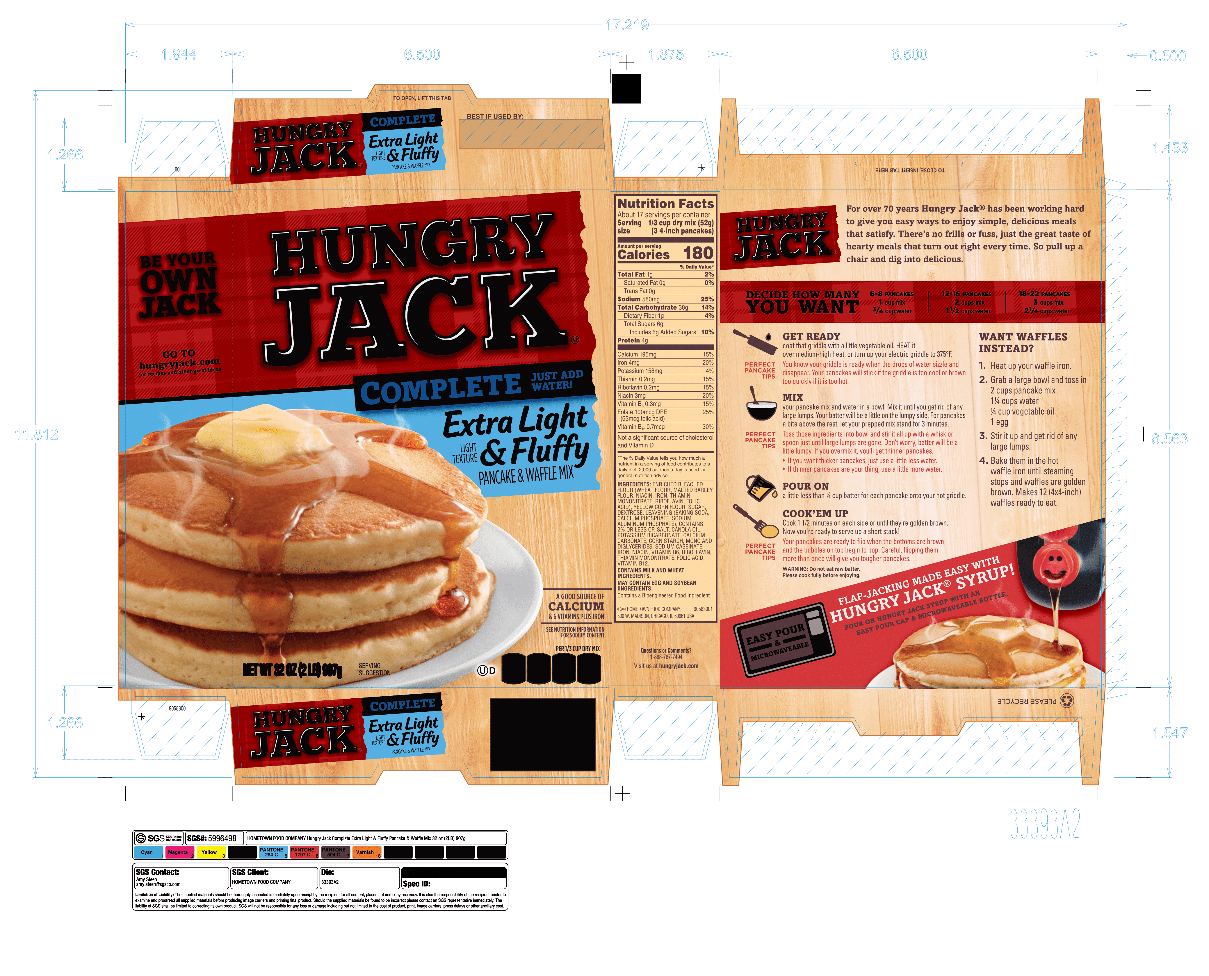 Hungry Jack Complete Pancake Mix Extra Light & Fluffy 6 units per case 32.0 oz Product Label