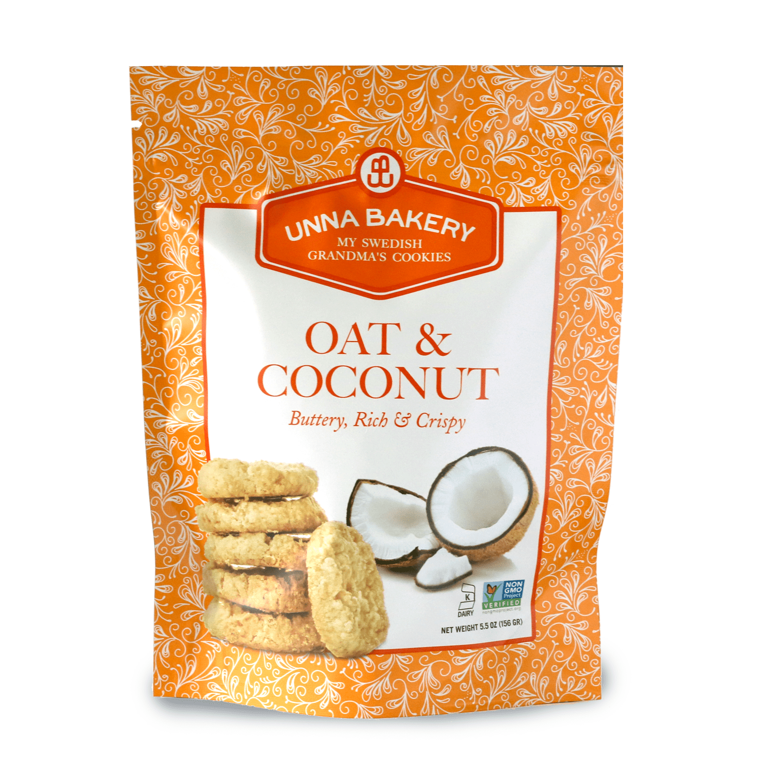 Unna Bakery, Coconut Oat Cookies 6 units per case 5.5 oz