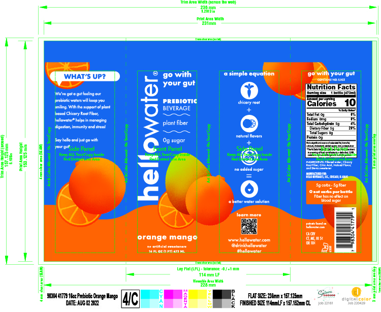 hellowater Prebiotic - Orange Mango - DANCE 12 units per case 16.0 oz Product Label