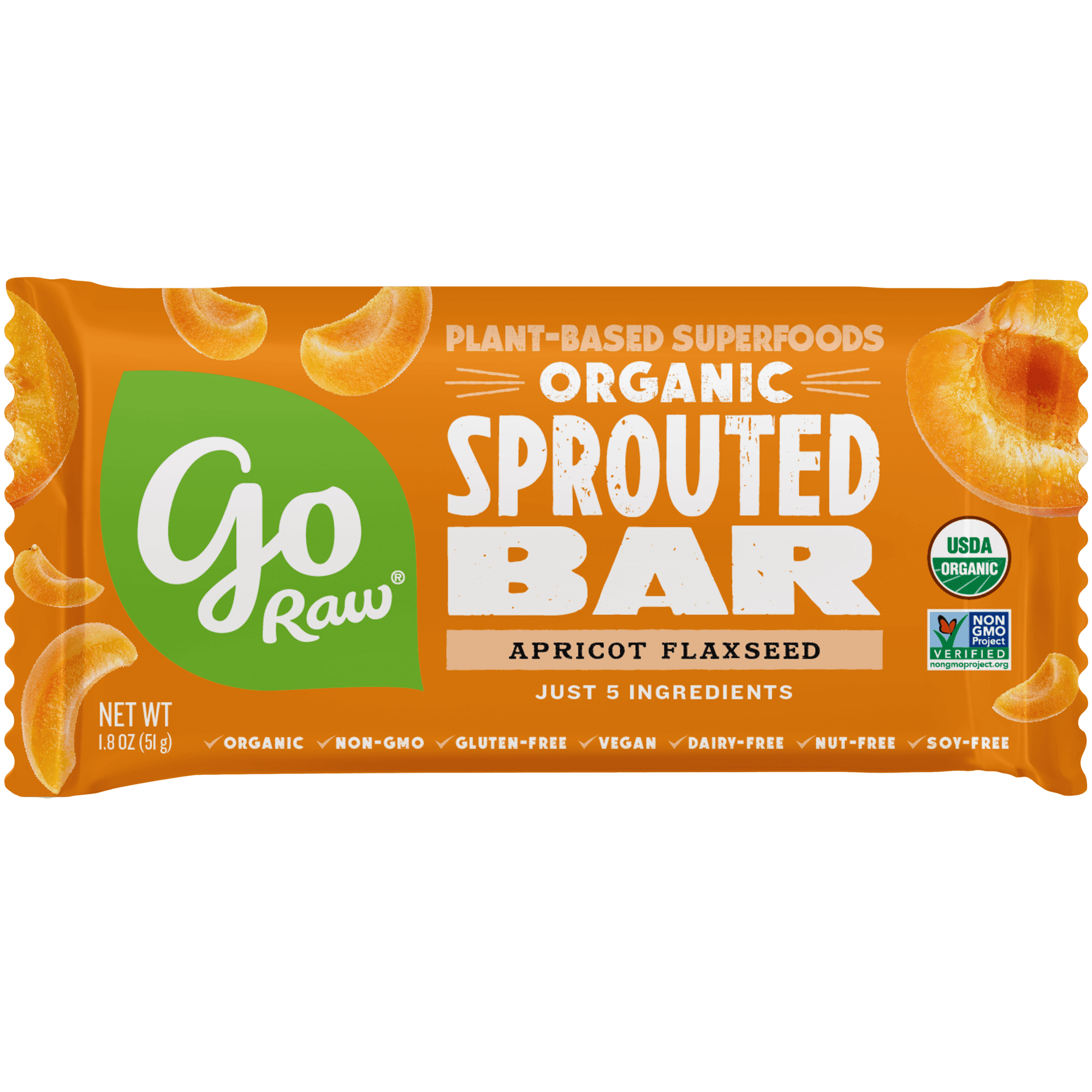 Go Raw Sprouted Organic Seed Bars- Apricot Flaxseed 30 units per case 1.8 oz