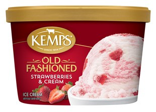 Kemps Old Fashioned Ice Cream Strawberries & Cream 3 units per case 48.0 oz