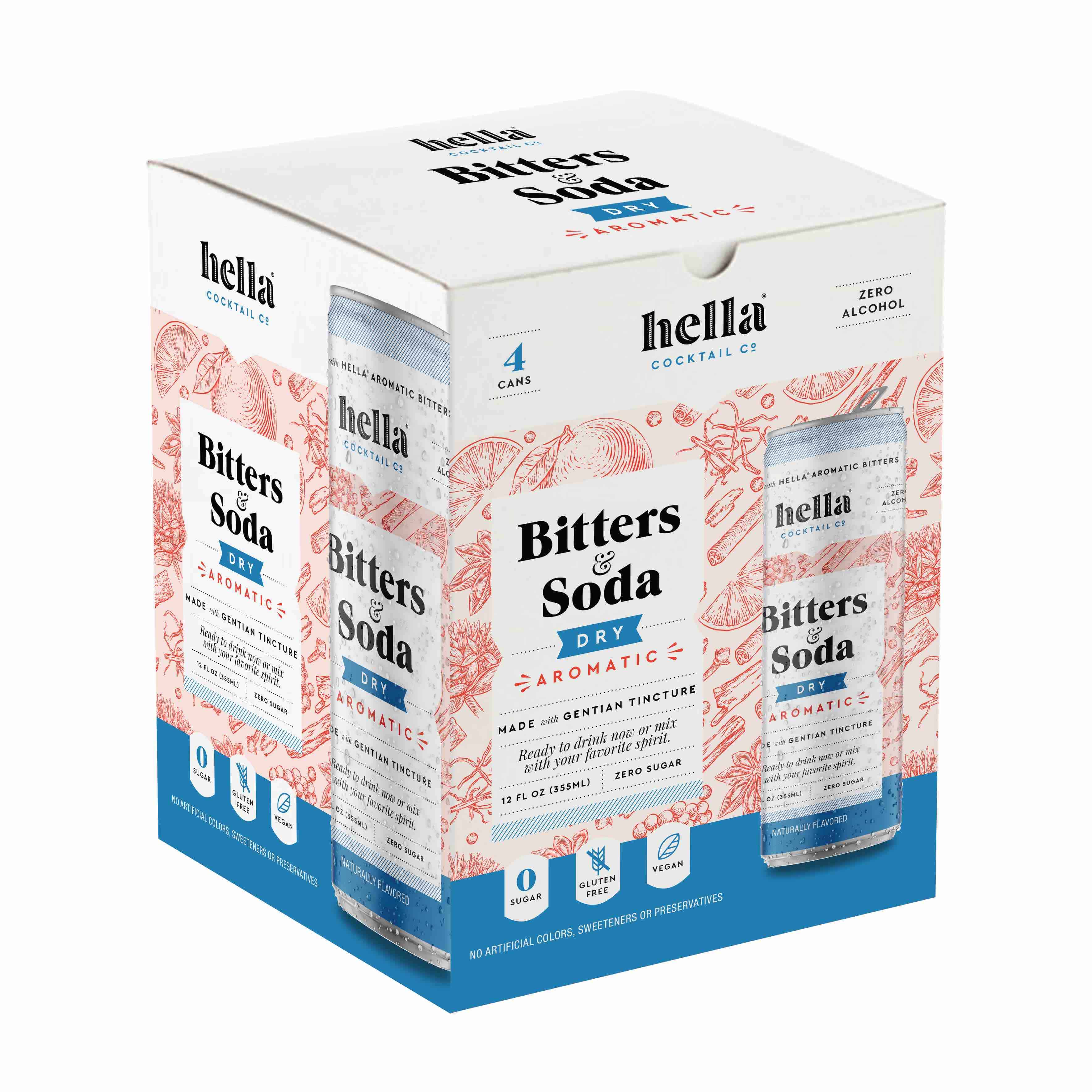 Bitters & Soda Dry Aromatic 12oz Slim Cans 6/4PK (48oz) (ZERO SUGAR) 6 innerpacks per case 3.5 lbs