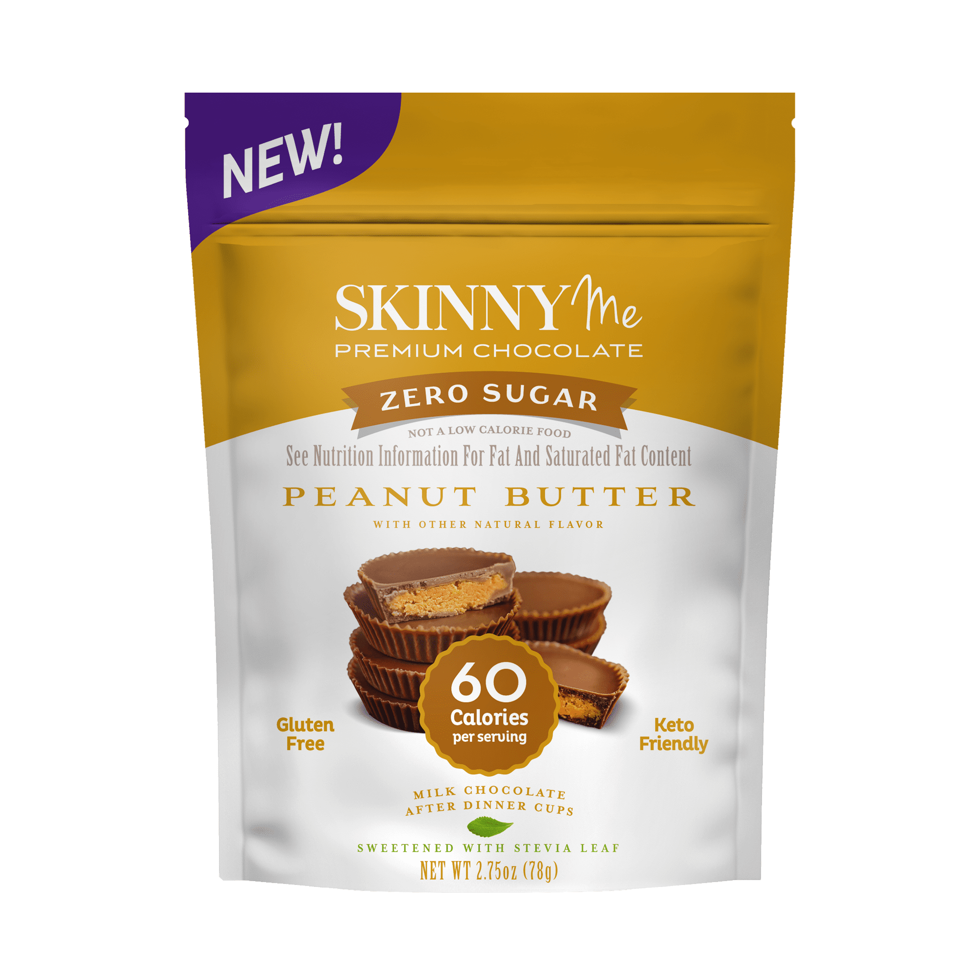SkinnyMe Milk Peanut Butter Cups 6ct 8 units per case 2.8 oz