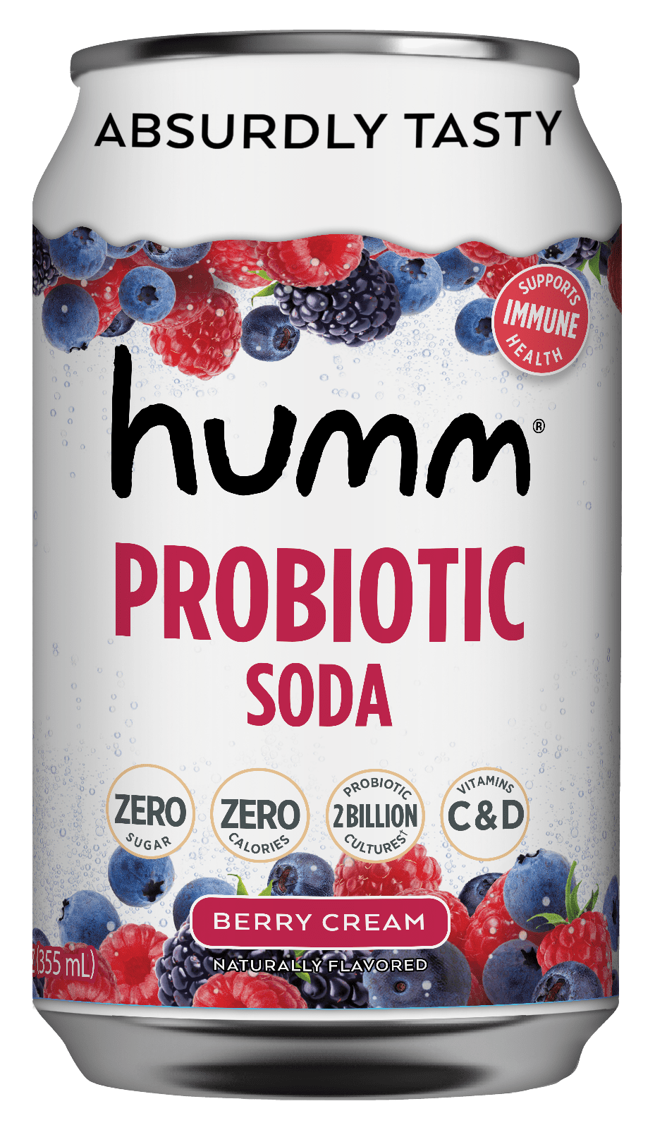Humm Berry Cream Probiotic Soda 6 units per case 12.0 fl