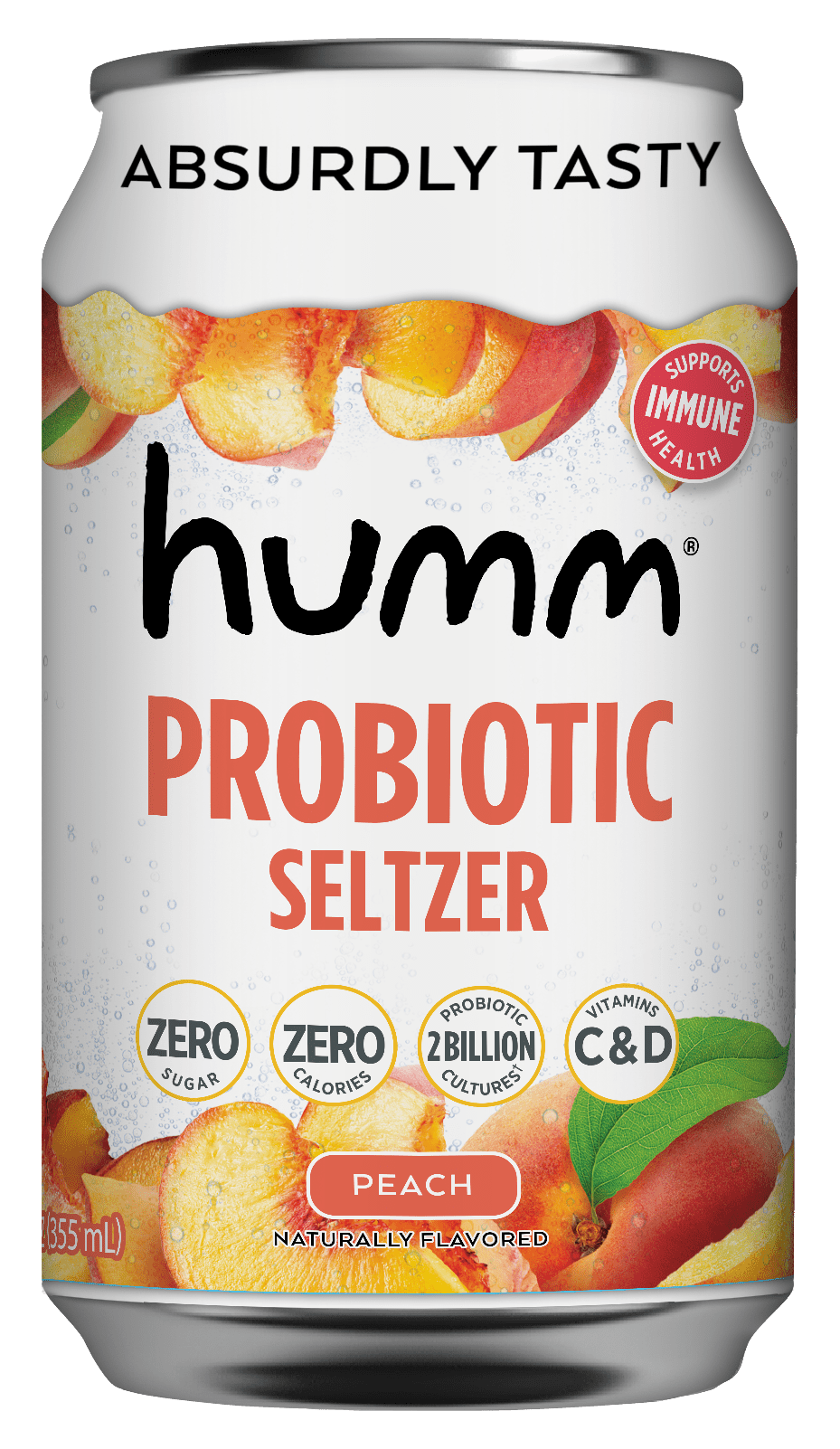 Humm Peach Probiotic Seltzer 6 units per case 12.0 fl