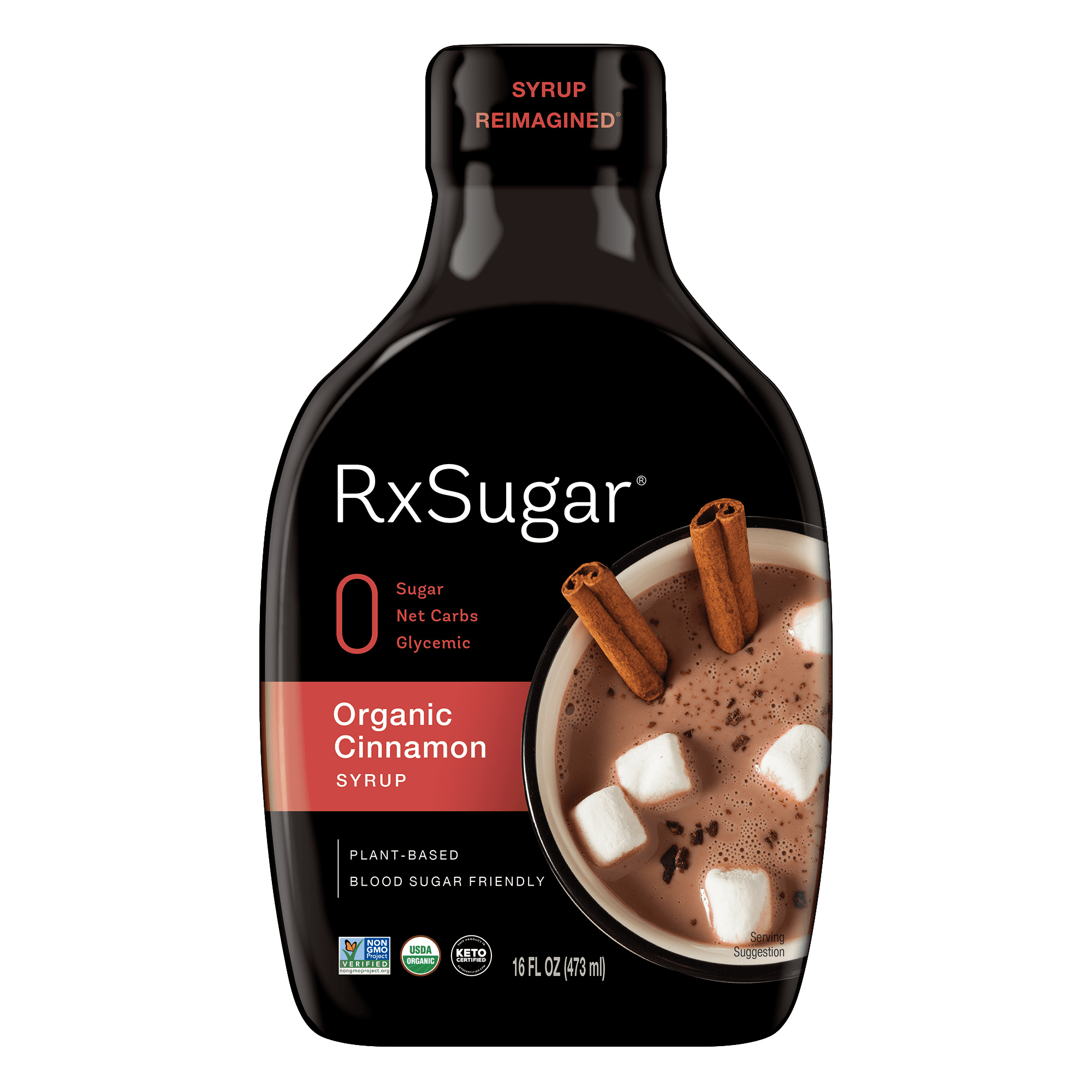 RxSugar Organic Cinnamon Allulose Syrup 6 units per case 16.0 oz
