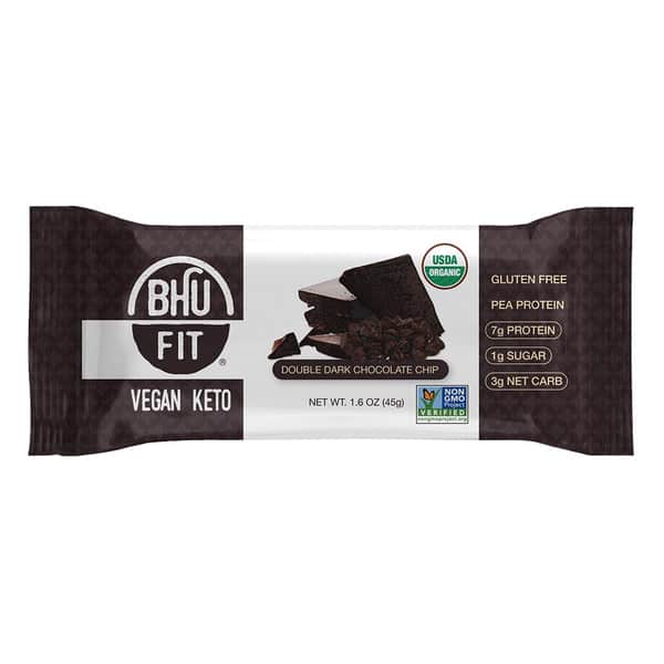 Bhu Fit Bar, Vegan Double Dark Chocolate Chip 12 innerpacks per case 19.0 oz