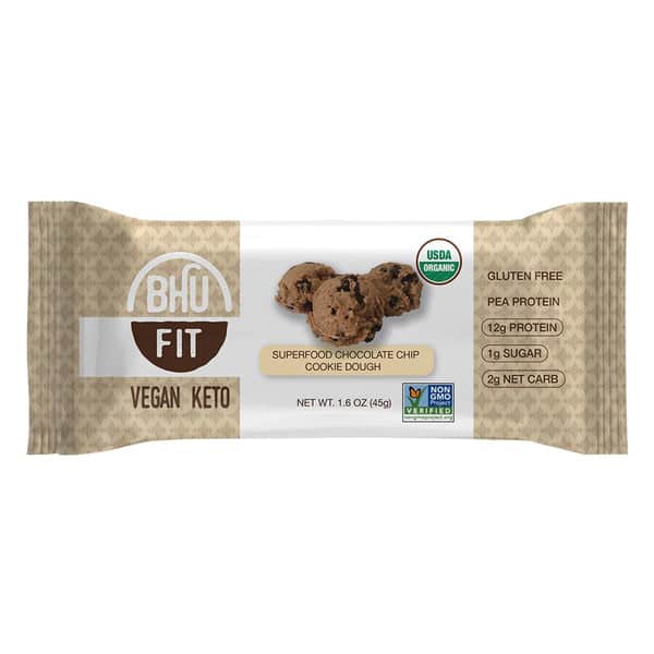 BHU Foods Fit Bar, Vegan Chocolate Chip Cookie Dough 12 innerpacks per case 19.0 oz