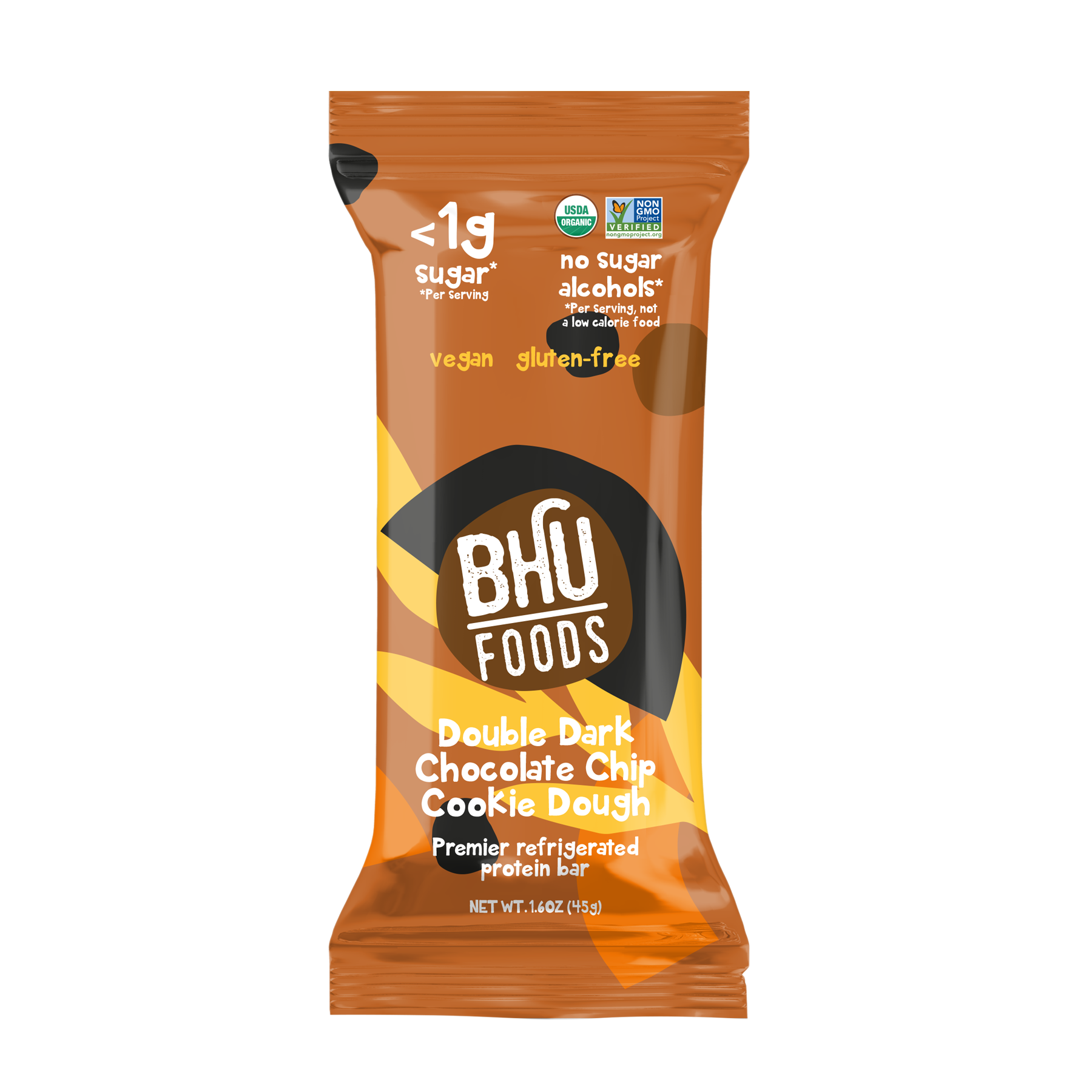 BHU Foods Premier Refrigerated Protein Bar - Double Dark  Chocolate Cookie Dough 12 innerpacks per case 12.8 oz