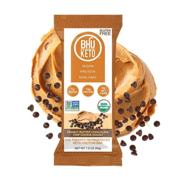 BHU Foods Keto Bar, Peanut Butter Chocolate Cookie Dough 12 innerpacks per case 12.8 oz