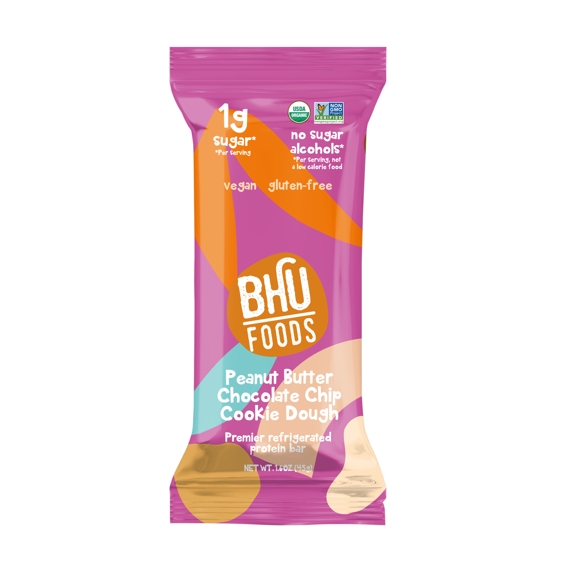 BHU Foods Premier Refrigerated Protein Bar - Peanut Butter Chocolate Chip Cookie Dough 12 innerpacks per case 12.8 oz