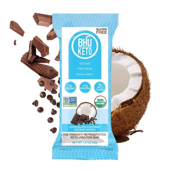 BHU Foods Keto Bar, Chocolate Coconut Cookie Dough 12 innerpacks per case 12.8 oz