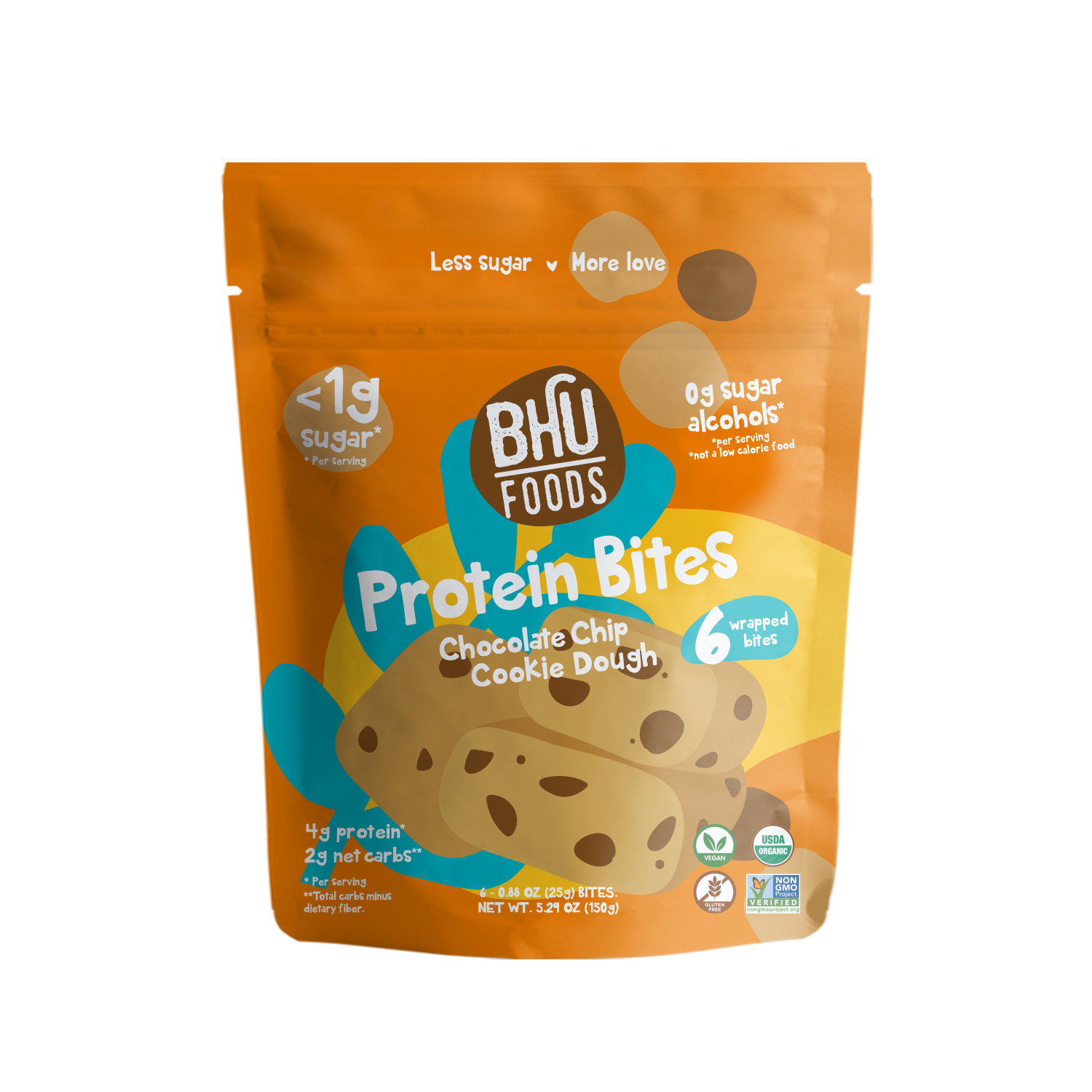 BHU Foods Protein Bites - Chocolate Chip Cookie Dough 6 innerpacks per case 5.3 oz