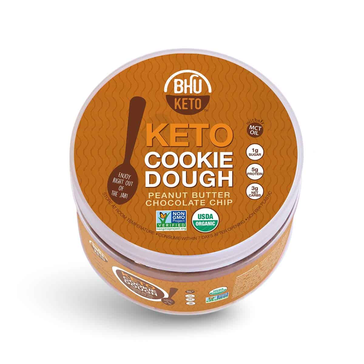 BHU Foods Keto Cookie Dough Jar, Peanut Butter Chocolate  6 units per case 5.5 oz