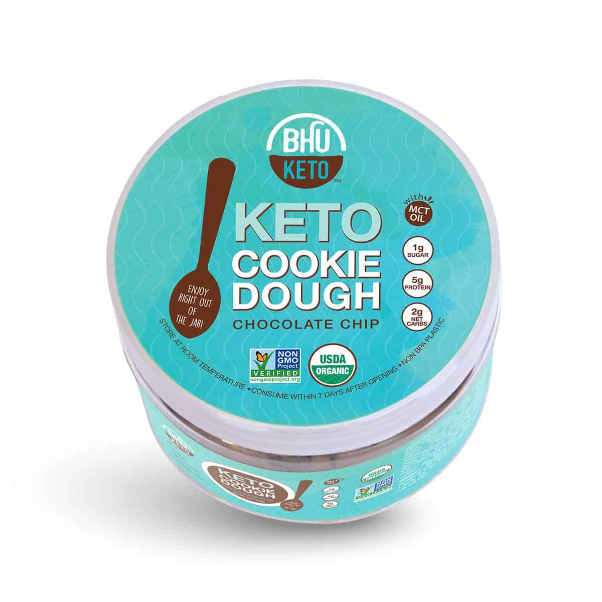 BHU Foods Keto Cookie Dough Jar, Chocolate Chip 6 units per case 5.5 oz