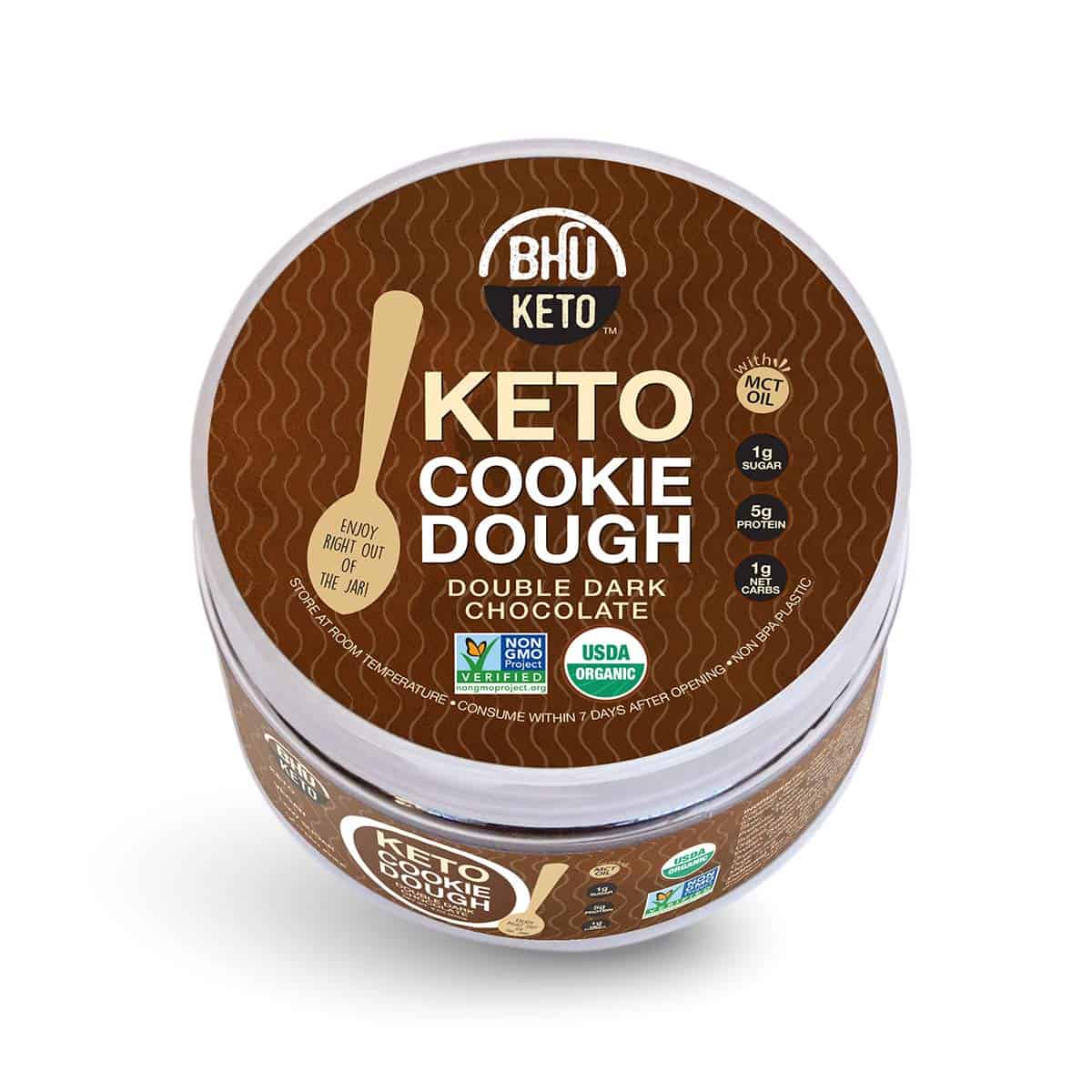 Bhu Keto Cookie Dough Jar, Double Dark Chocolate Chip 6 units per case 5.5 oz