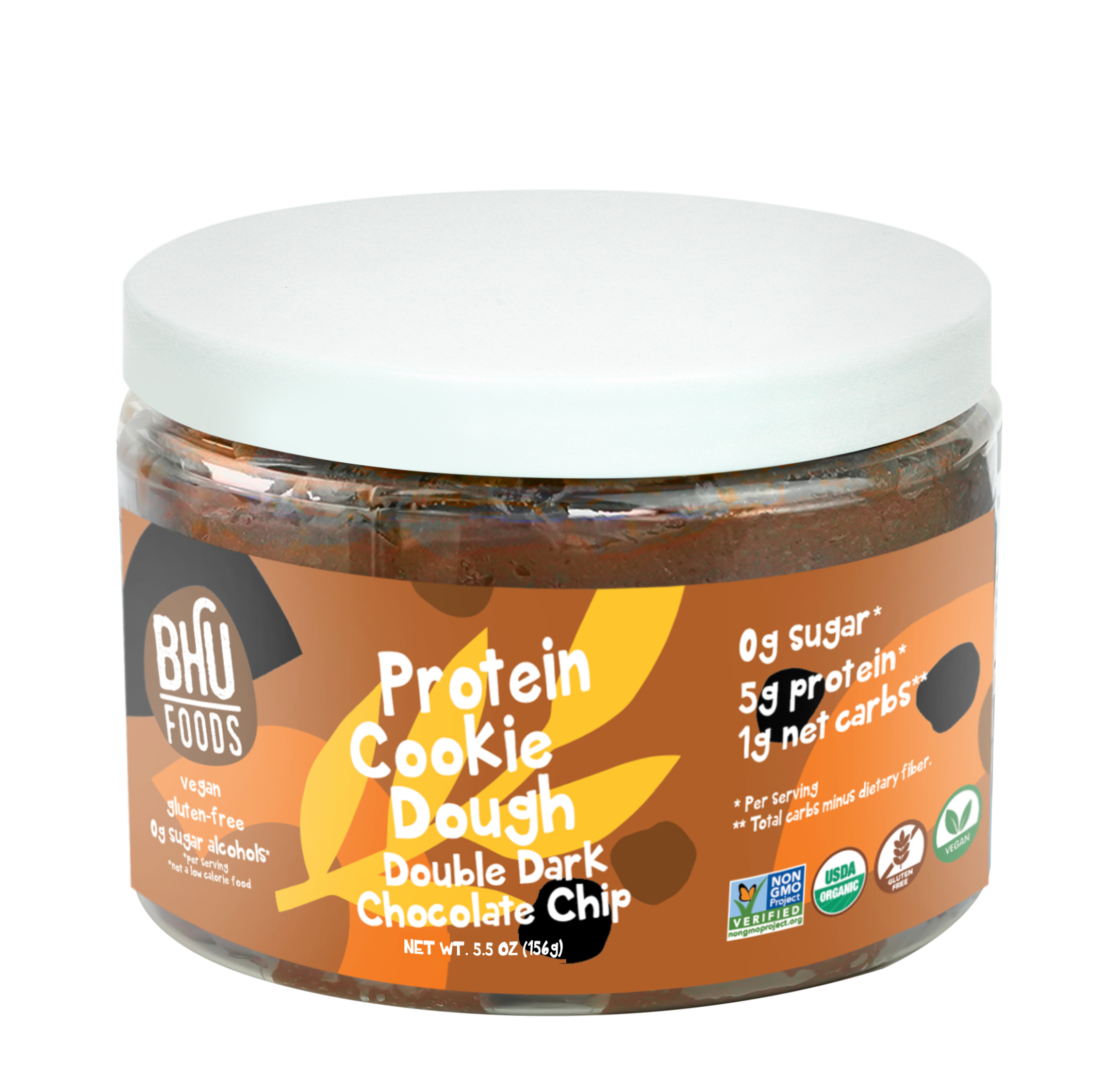 BHU Foods Protein Cookie Dough - Double Dark Chocolate Chip 6 units per case 5.5 oz