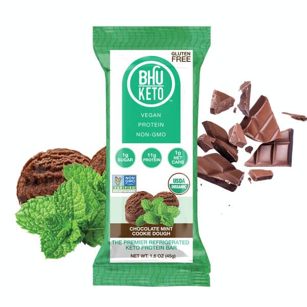 BHU Foods Keto Bar, Chocolate Mint Cookie Dough 12 innerpacks per case 12.8 oz