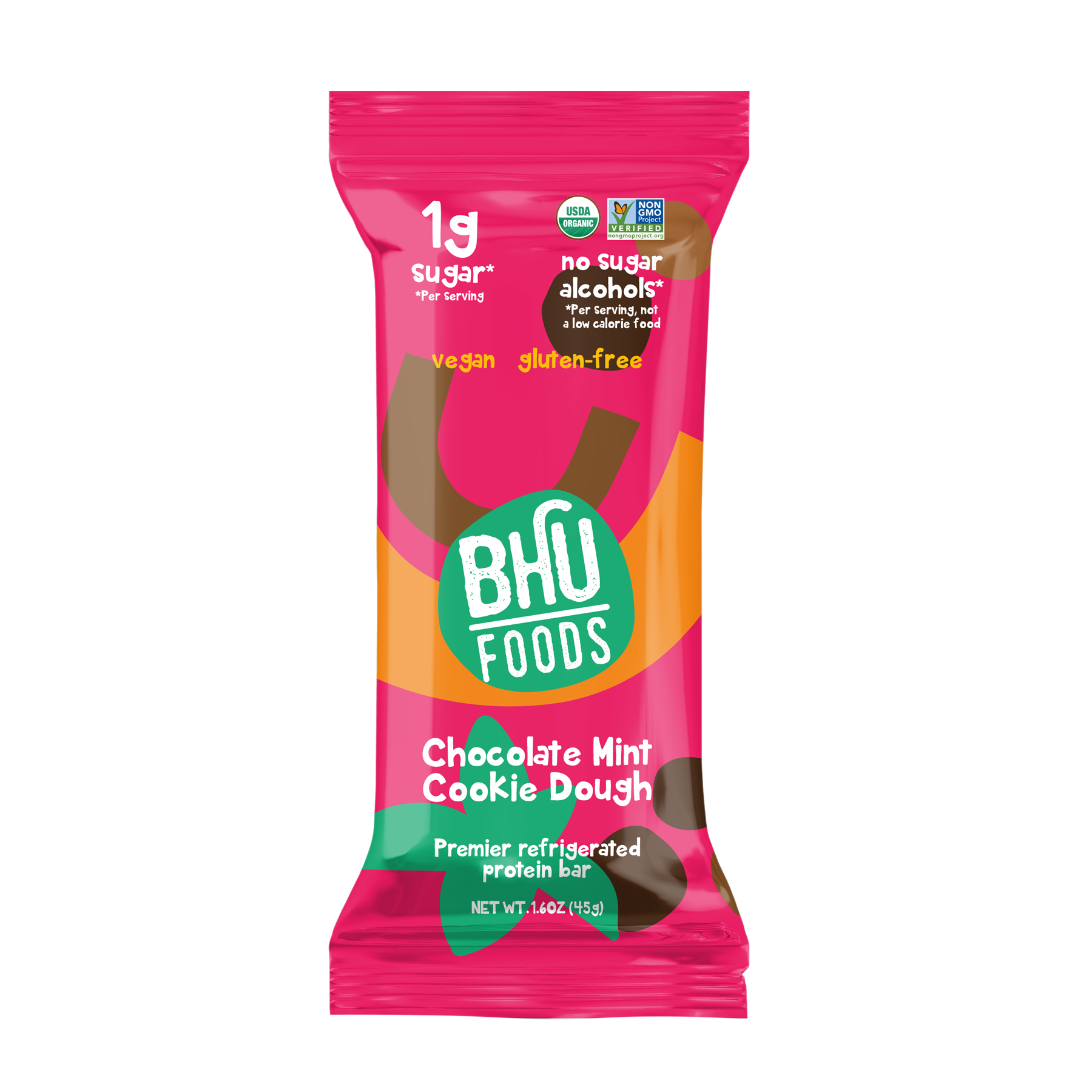 BHU Foods Premier Refrigerated Protein Bar - Chocolate Mint Cookie Dough 12 innerpacks per case 12.8 oz