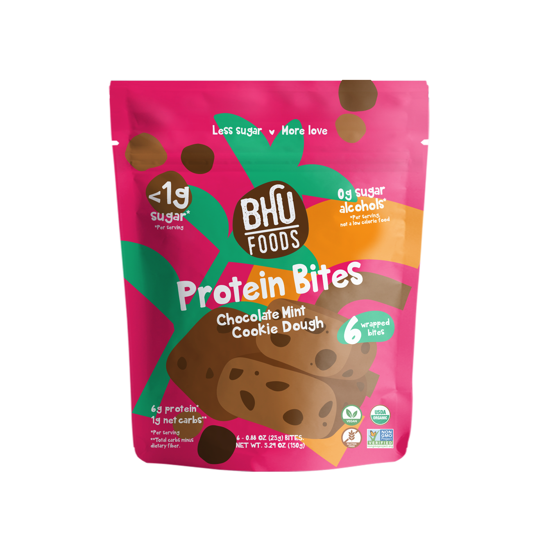 BHU Foods Protein Bites - Chocolate Mint Cookie Dough 6 innerpacks per case 5.3 oz