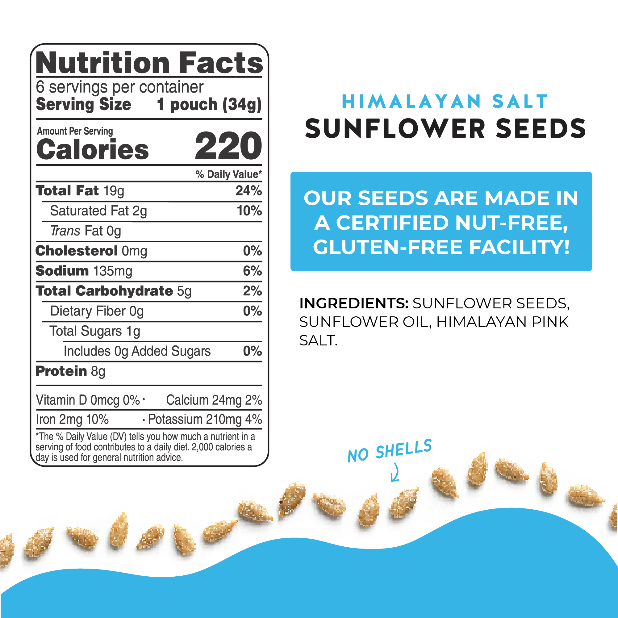 Blake's Seed Based Himalayan Salt Sunflower Seeds - 6ct 12 units per case 7.2 oz