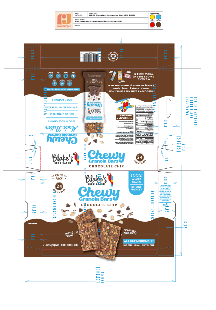Blake's Seed Based Chocolate Chip Chewy Granloa Bar 8 innerpacks per case 22.1 oz Product Label