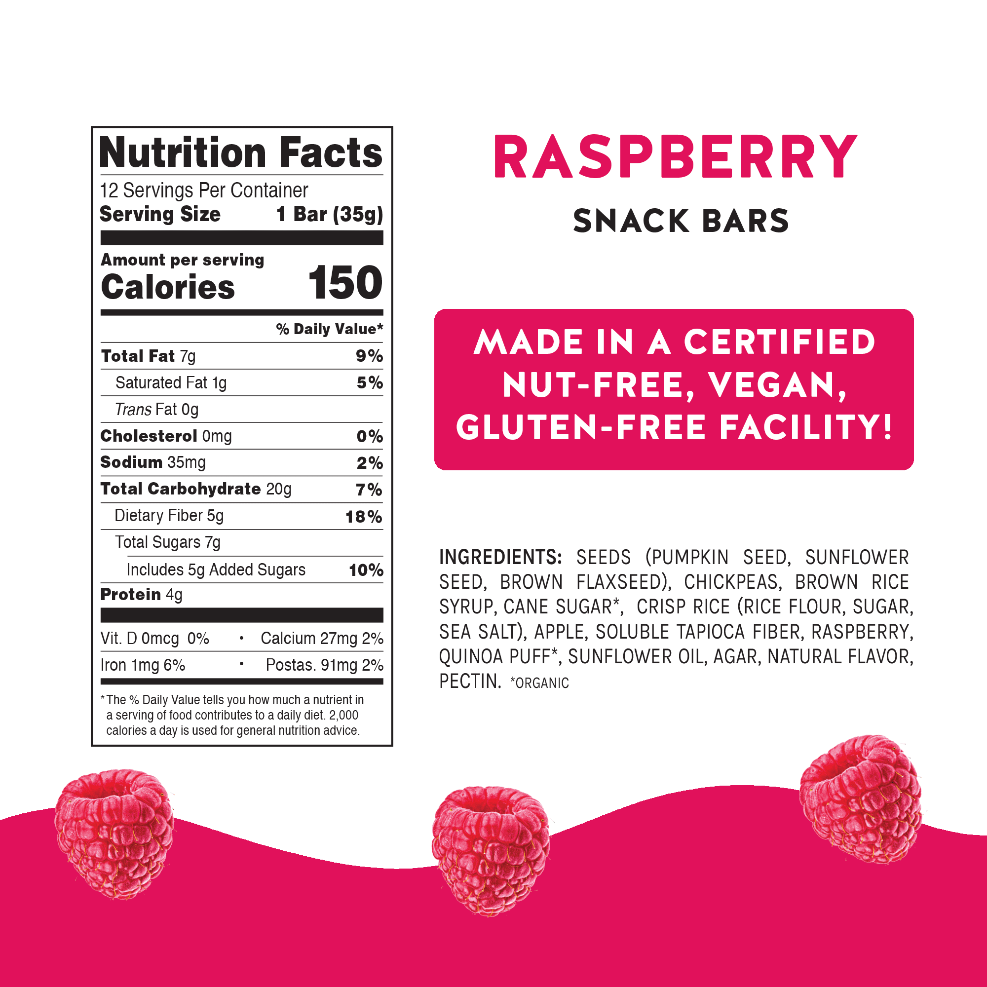 Blake's Seed Based Raspberry Snack Bar - G008010 - Grovara