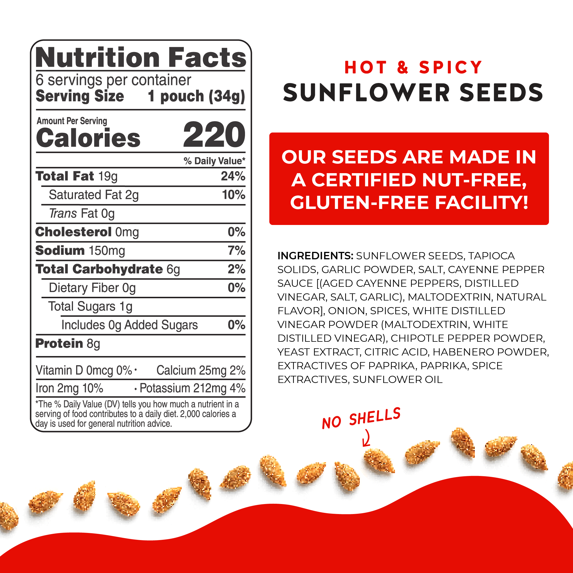 Blake's Seed Based Spicy Sunflower Seeds- 6ct 12 units per case 7.2 oz