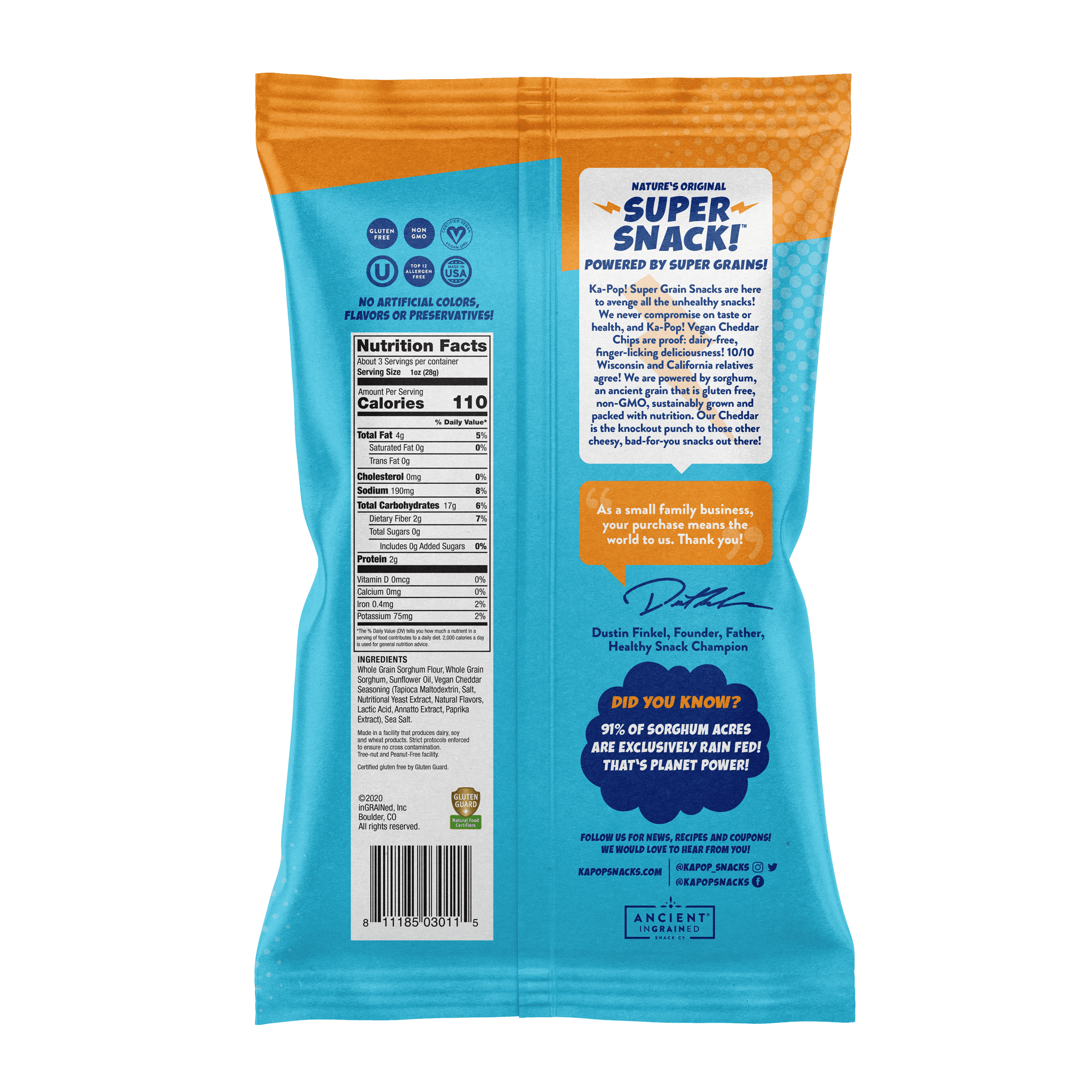Ka-Pop! Vegan Cheddar Popped Chips 12 units per case 3.3 oz