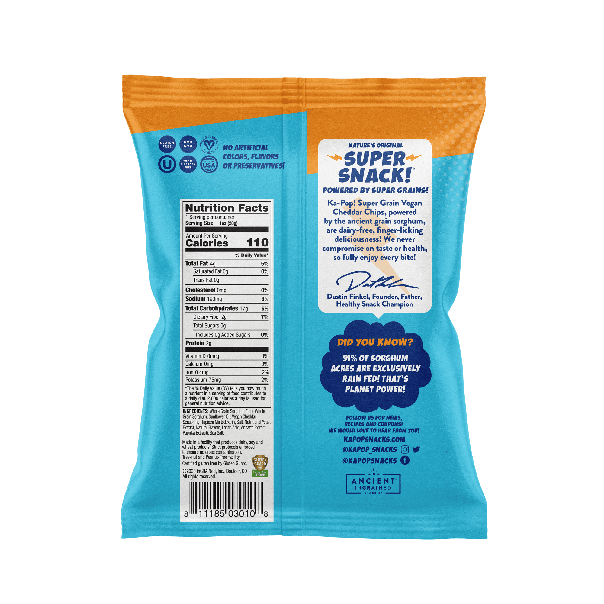 Ka-Pop! Vegan Cheddar Popped Chips 24 units per case 1.0 oz