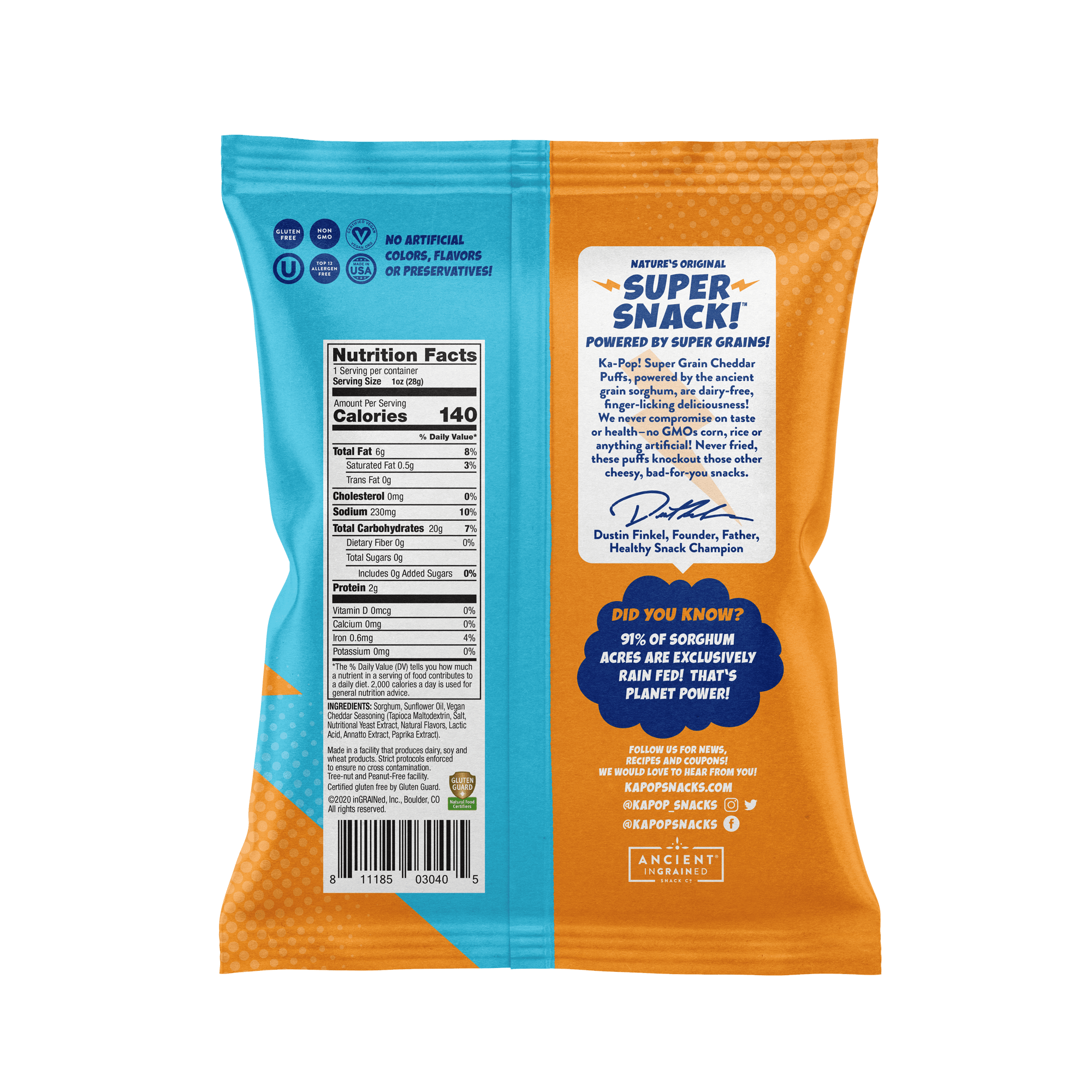 Ka-Pop! Vegan Cheddar Puffs 24 units per case 1.0 oz