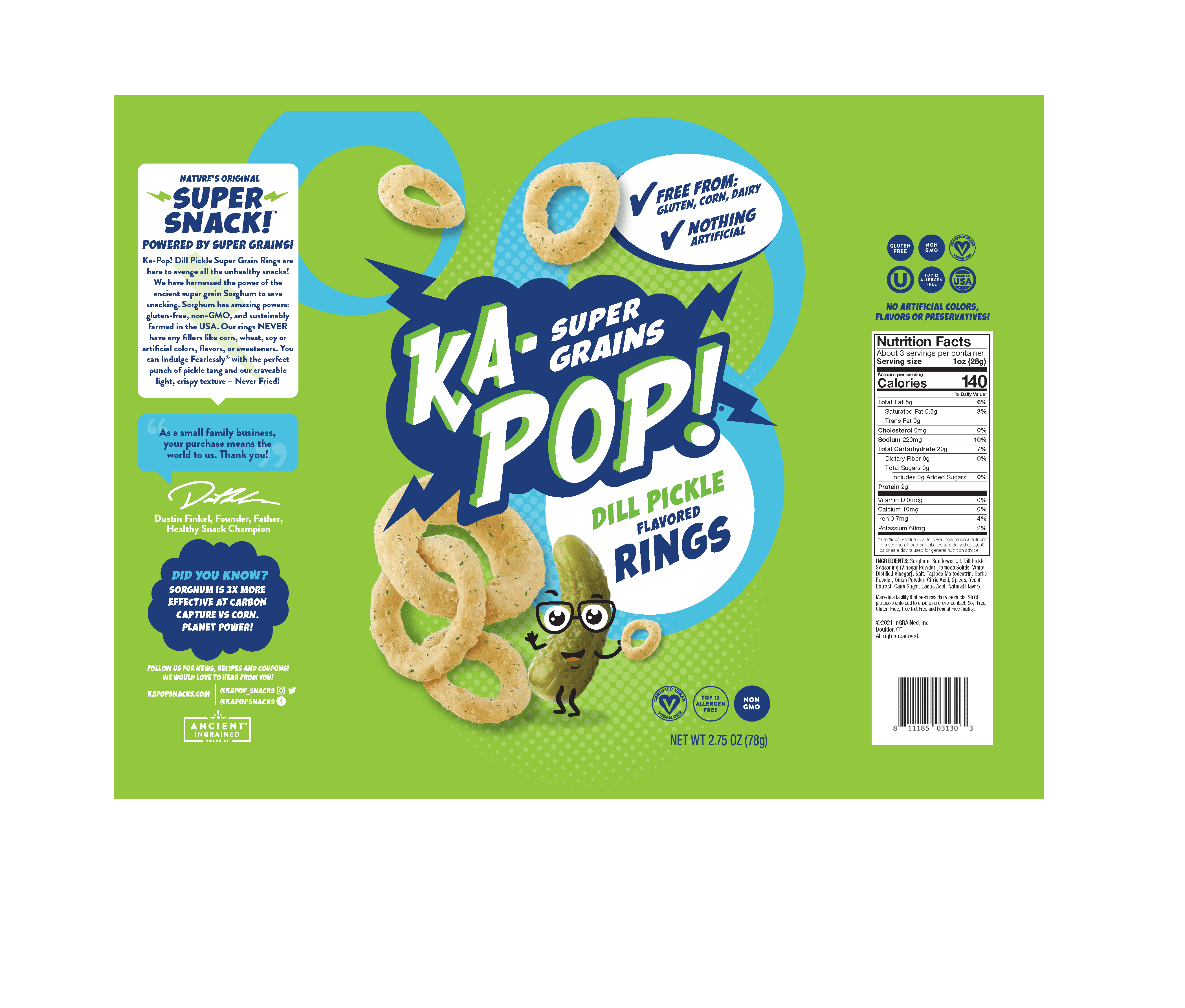 Ka-Pop! Dill Pickle Rings 6 units per case 2.8 oz Product Label