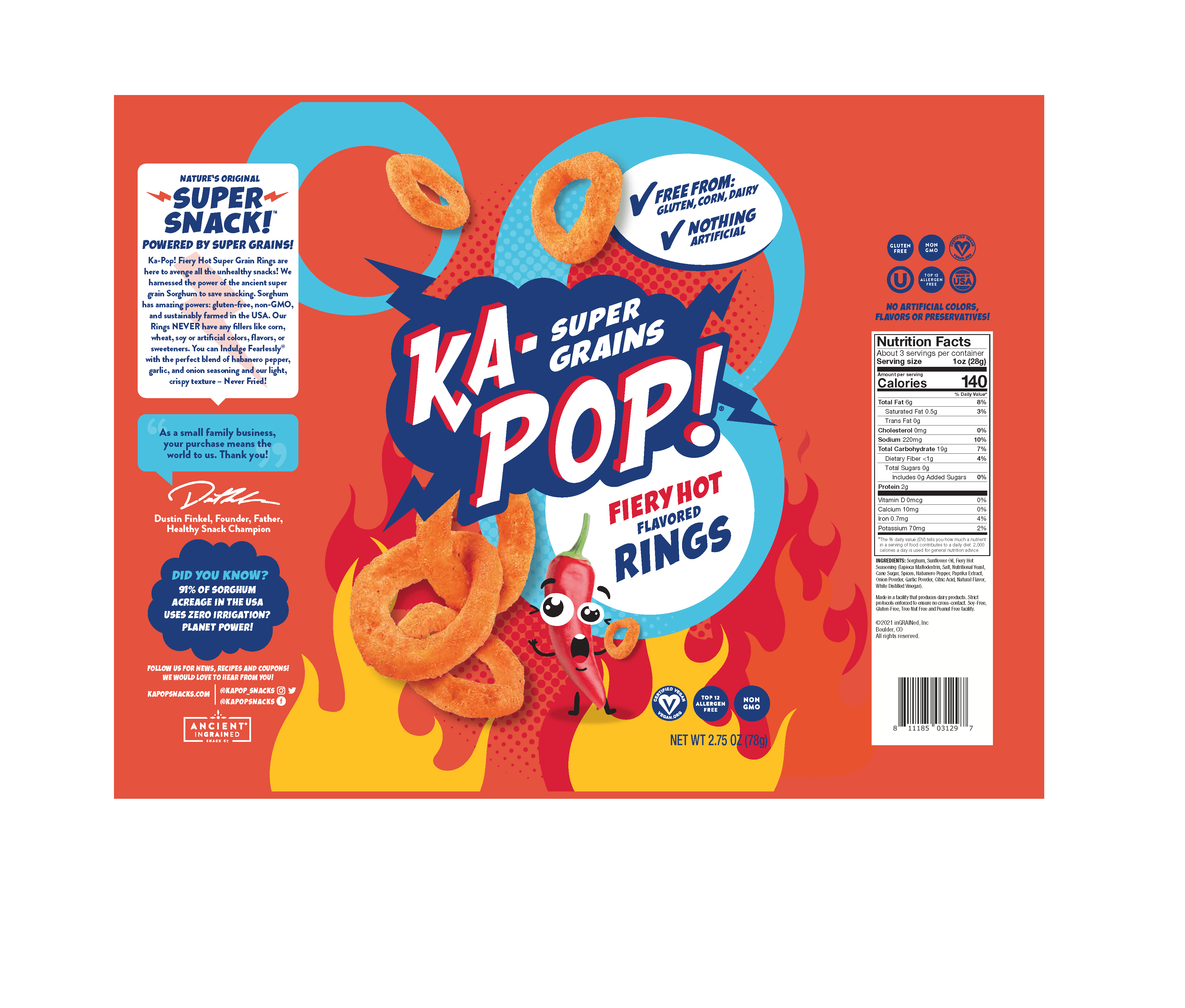 Ka-Pop! Fiery Hot Rings 6 units per case 2.8 oz Product Label