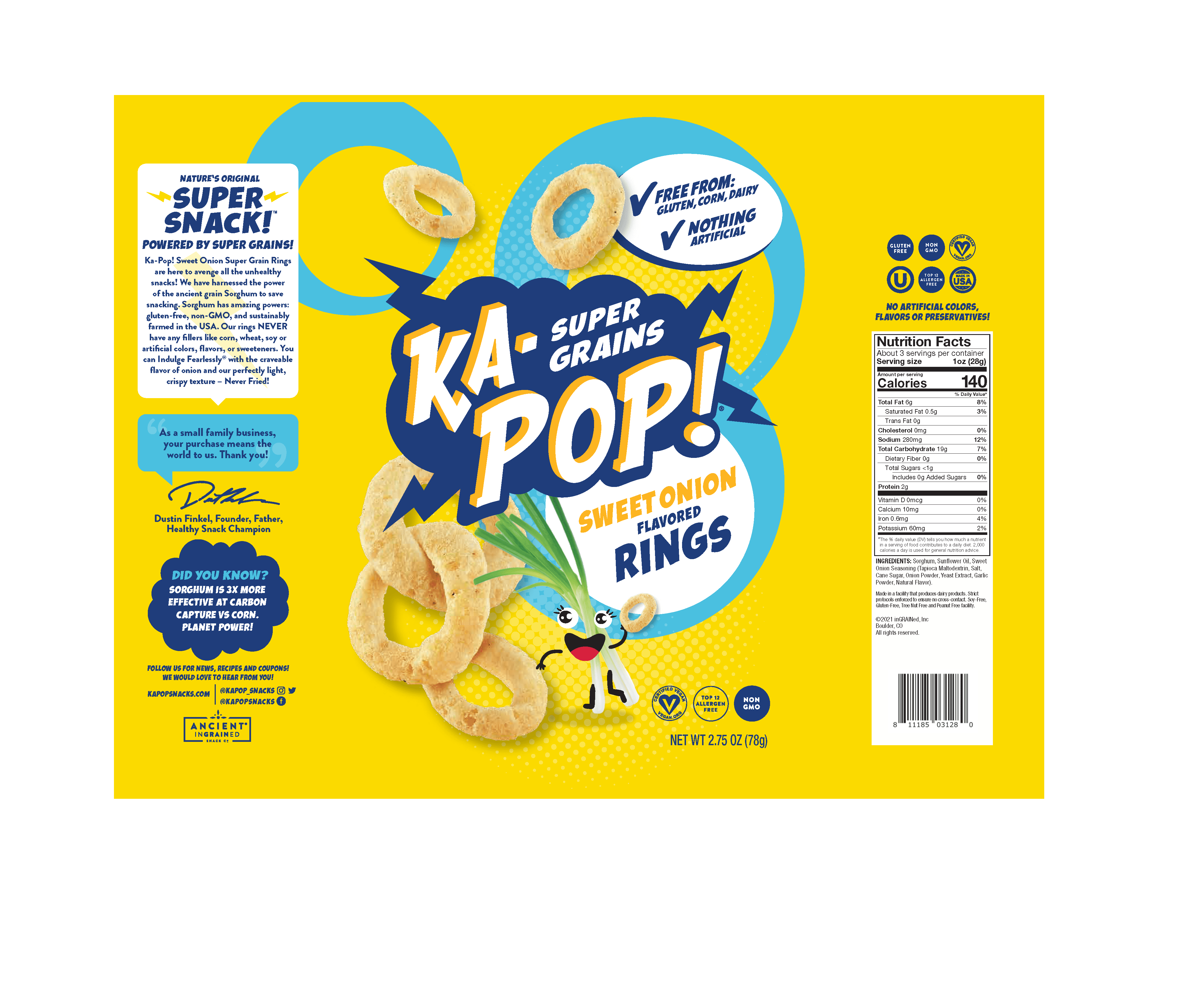 Ka-Pop! Sweet Onion Rings 6 units per case 2.8 oz Product Label