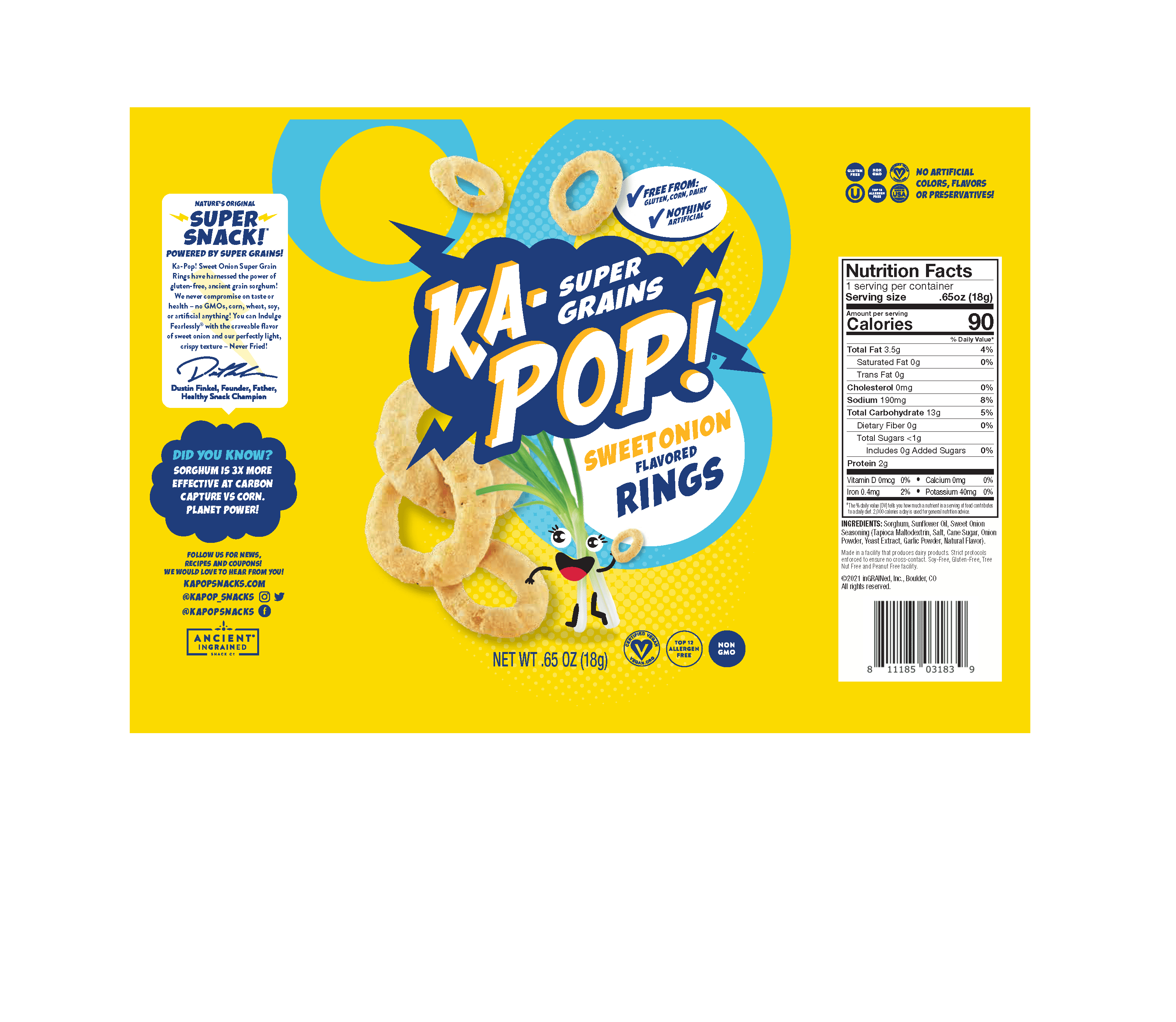 Ka-Pop! Sweet Onion Rings 24 units per case 0.7 oz Product Label