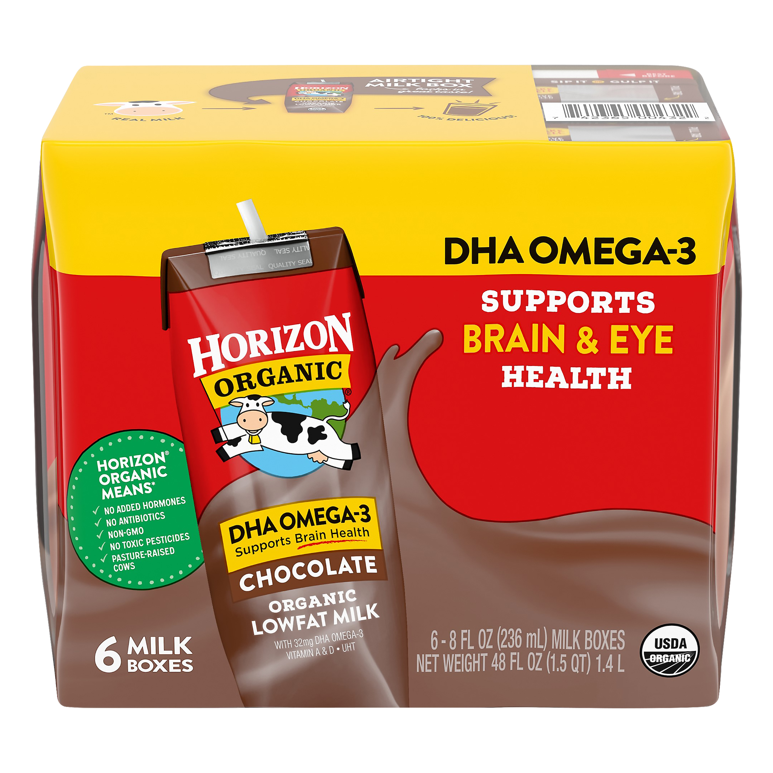 Horizon Organic 1% Lowfat DHA Omega-3 Chocolate Milk 3 innerpacks per case 48.0 fl