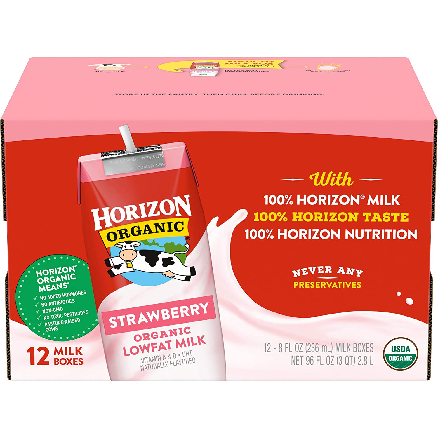 Horizon Organic 1% Lowfat Strawberry Milk 12 units per case 96.0 fl