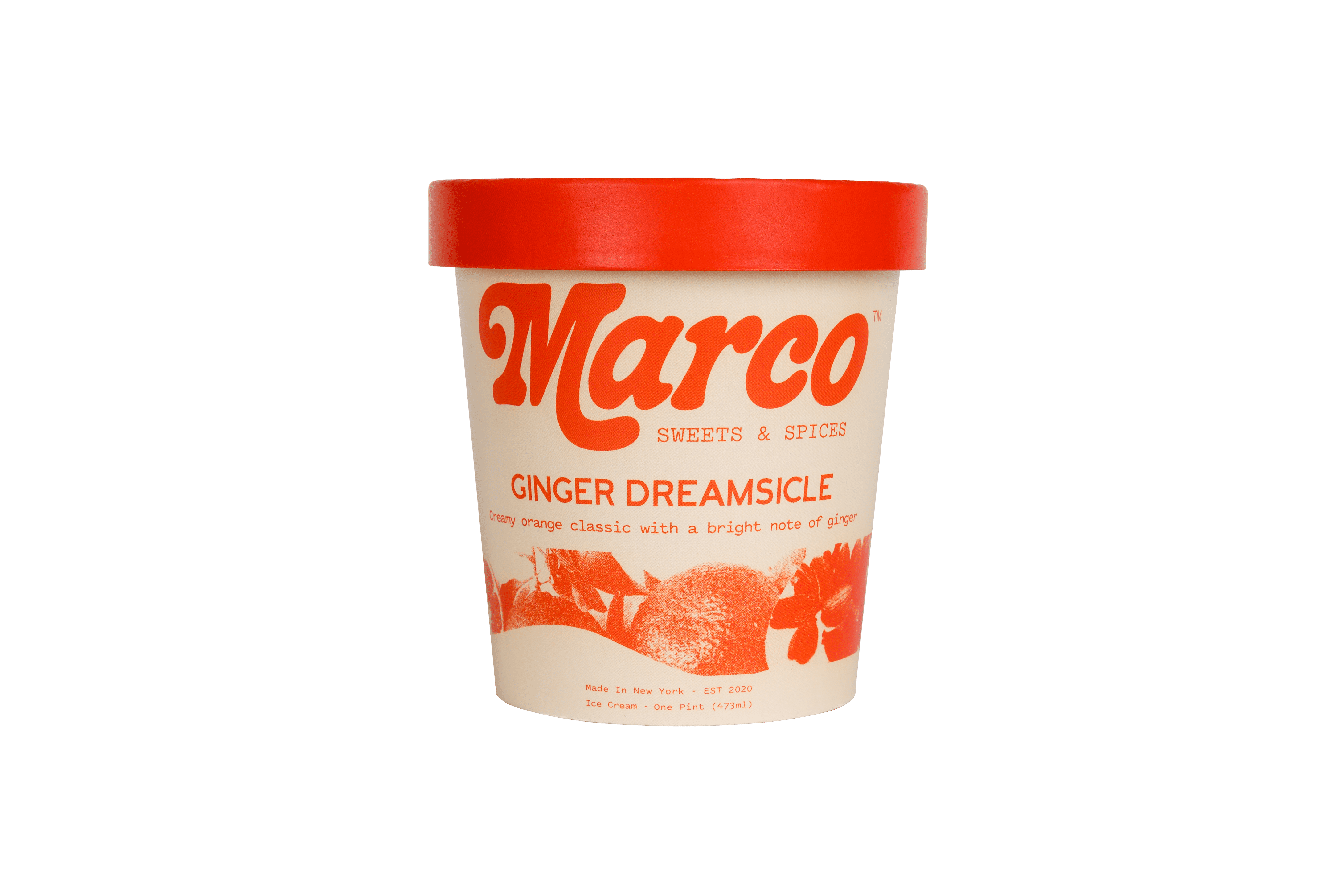 Marco Sweets Ginger Dreamsicle Ice Cream Pint 8 units per case 16.0 oz