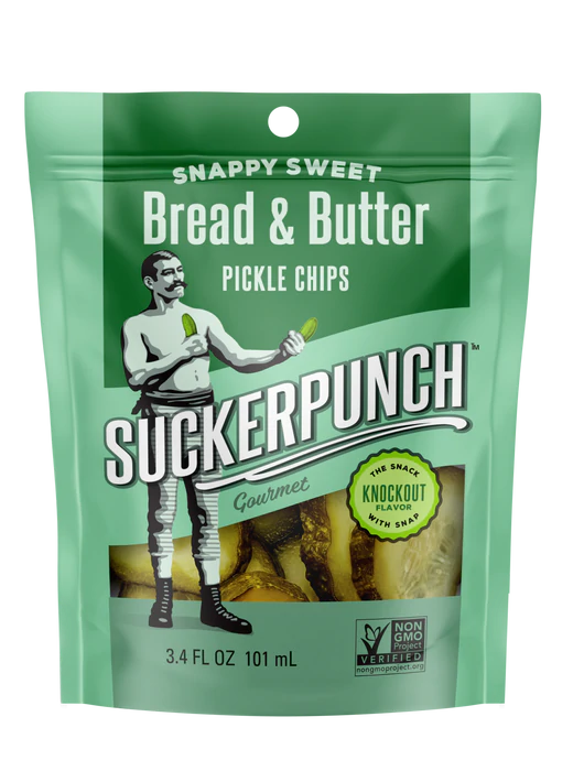SuckerPunch, Snappy Sweet Bread & Butter Pickle Chips 12 units per case 3.4 fl