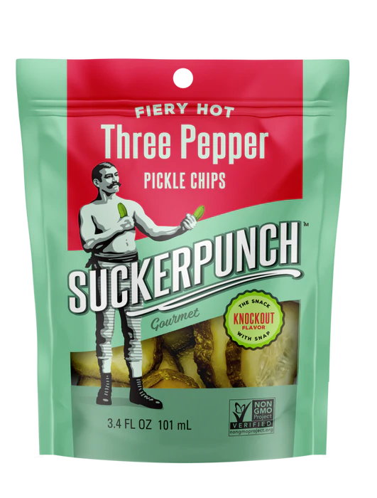 SuckerPunch, Fiery Hot Three Pepper Pickle Chips 12 units per case 3.4 fl