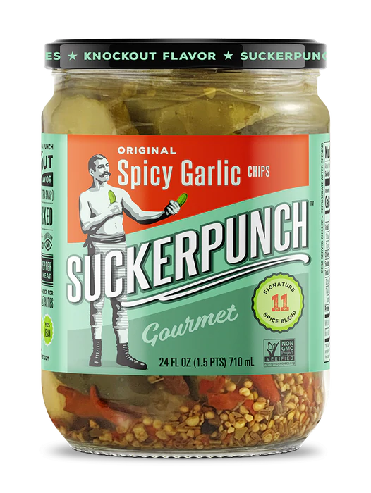 SuckerPunch, Original Spicy Garlic Pickle Chips 6 units per case 24.0 fl