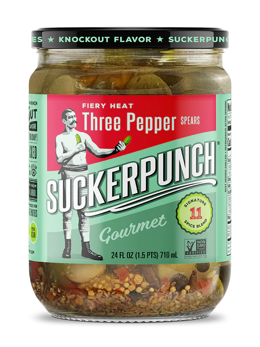 SuckerPunch, Fiery Heat Three Pepper Pickle Spears 6 units per case 24.0 fl
