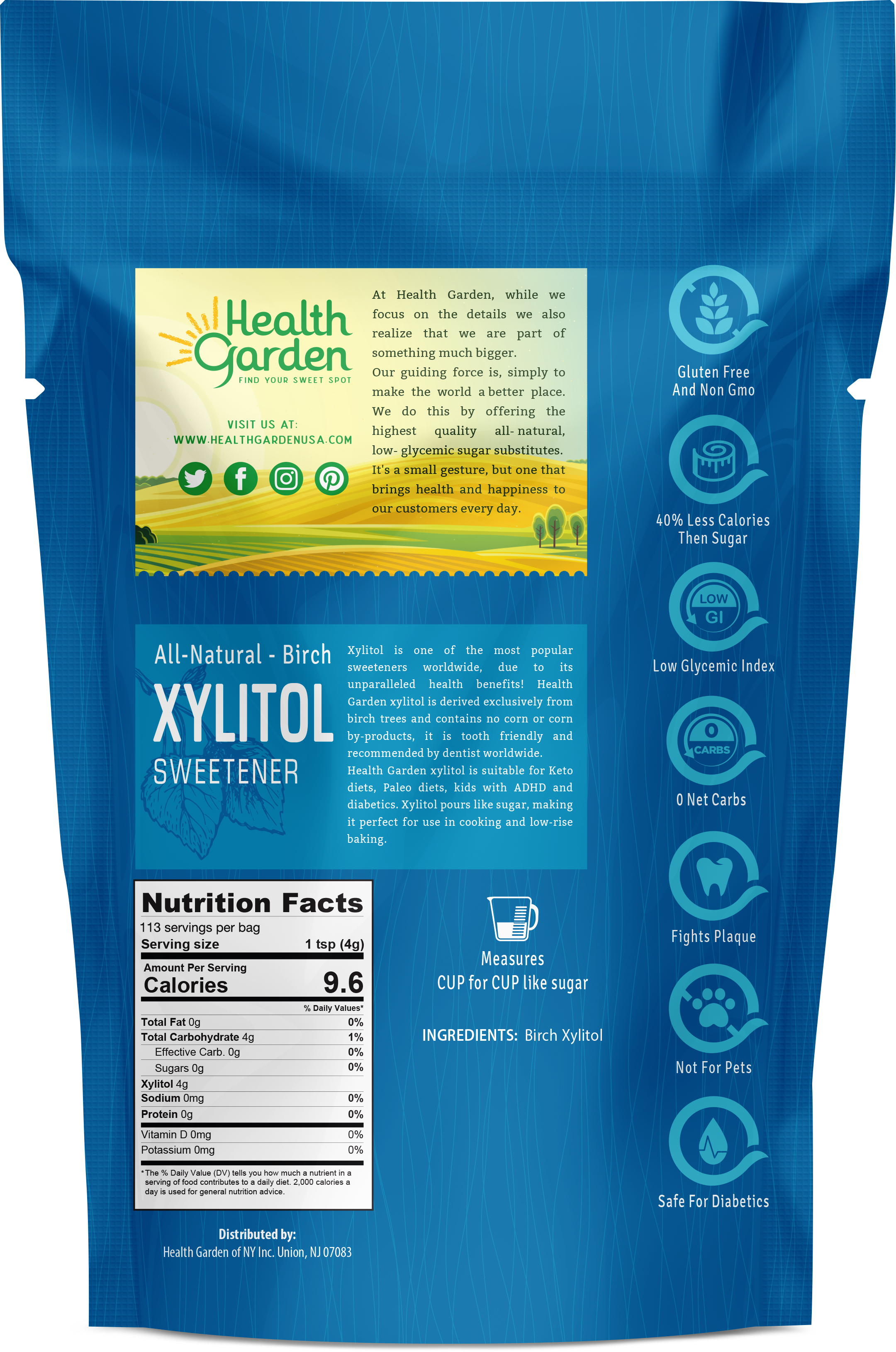 Health Garden Xylitol 12 units per case 1.0 lb